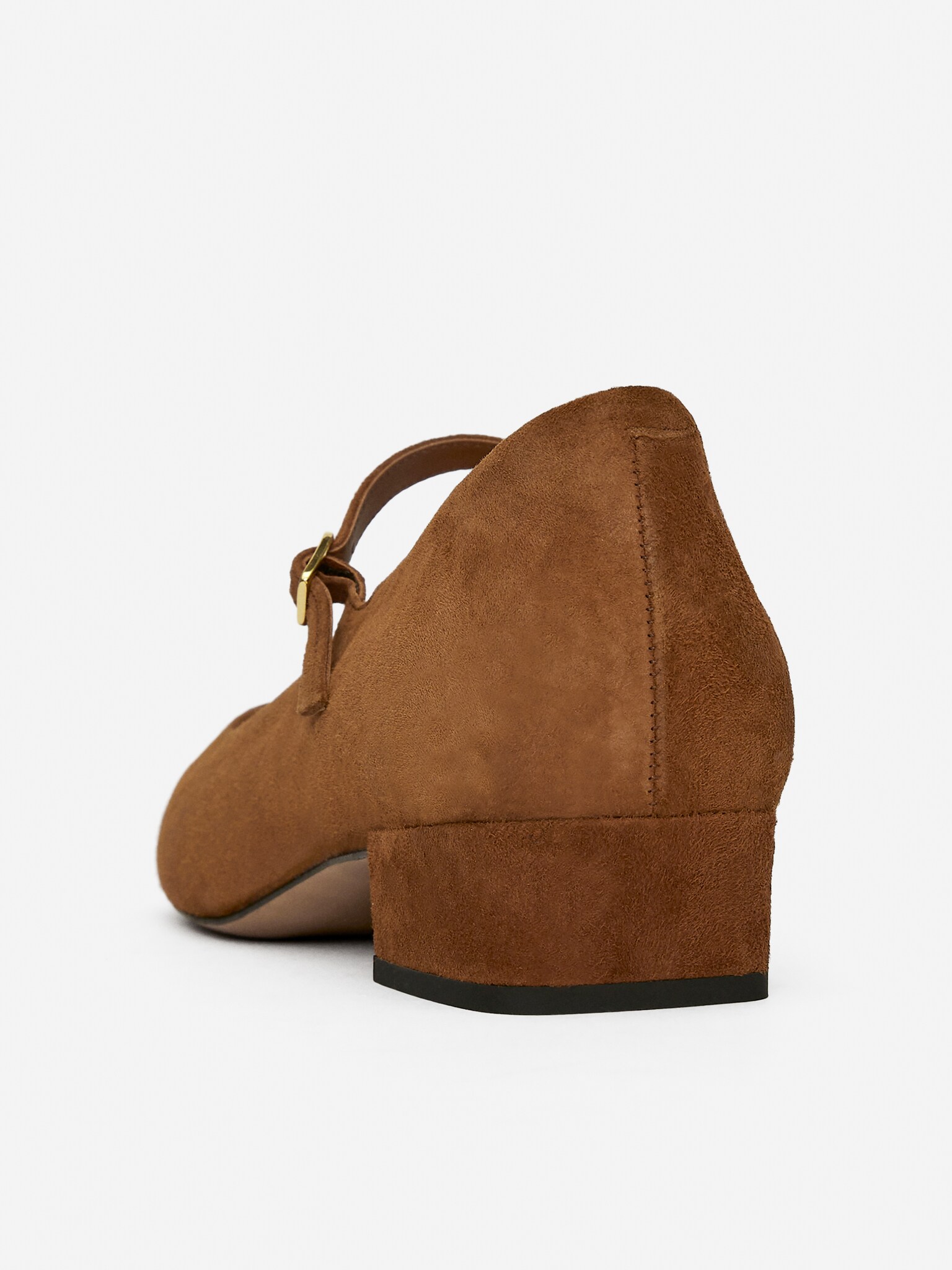 Mary Jane Suede Pumps - Brown - 2