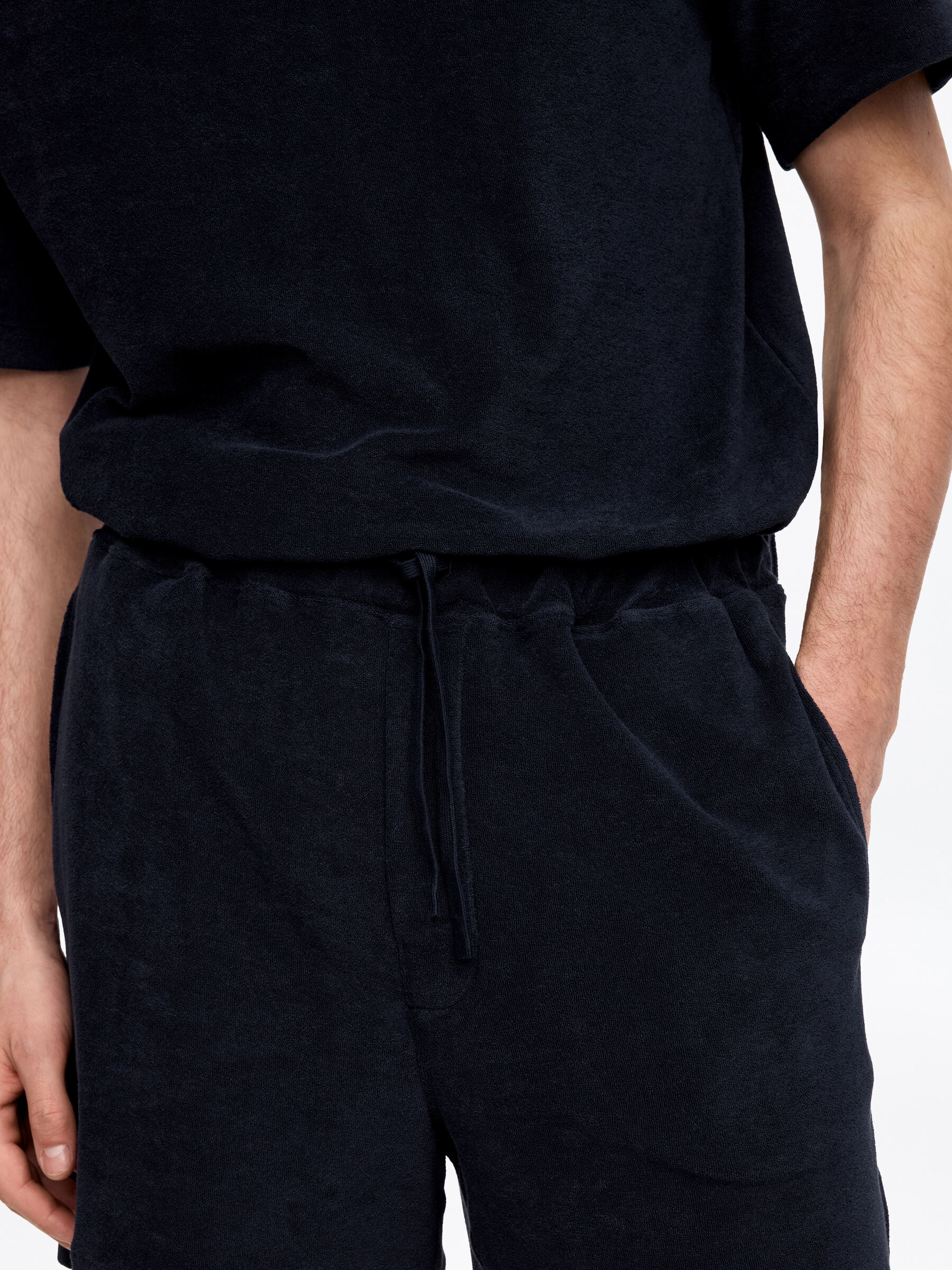Cotton Towelling Shorts - Dark Blue - Regular fit - Men - StillMedia/Lookbook - 4