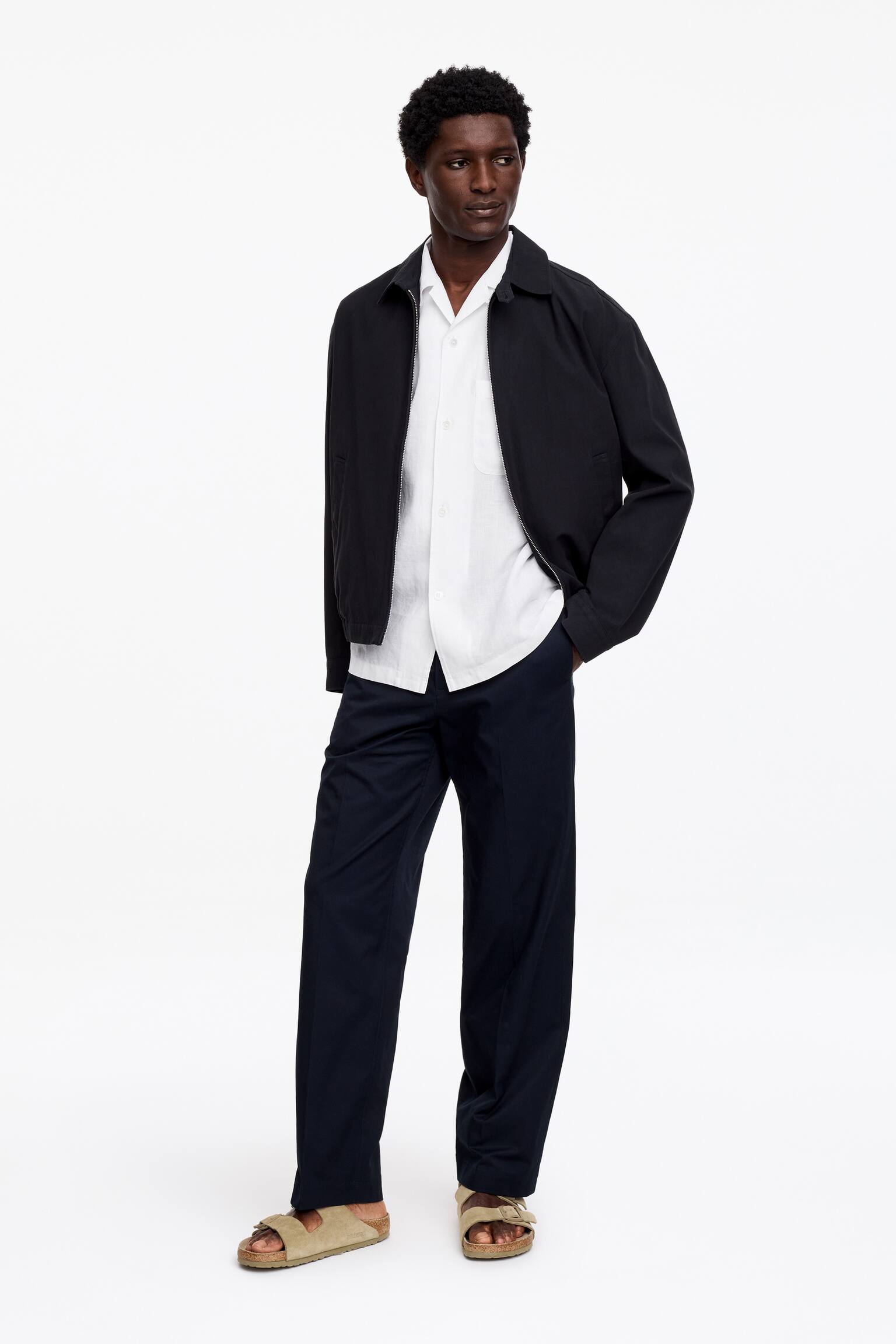 Overhemd met resort-kraag en ruimvallende pasvorm - Wit/Donkerblauw/Bruin - 5