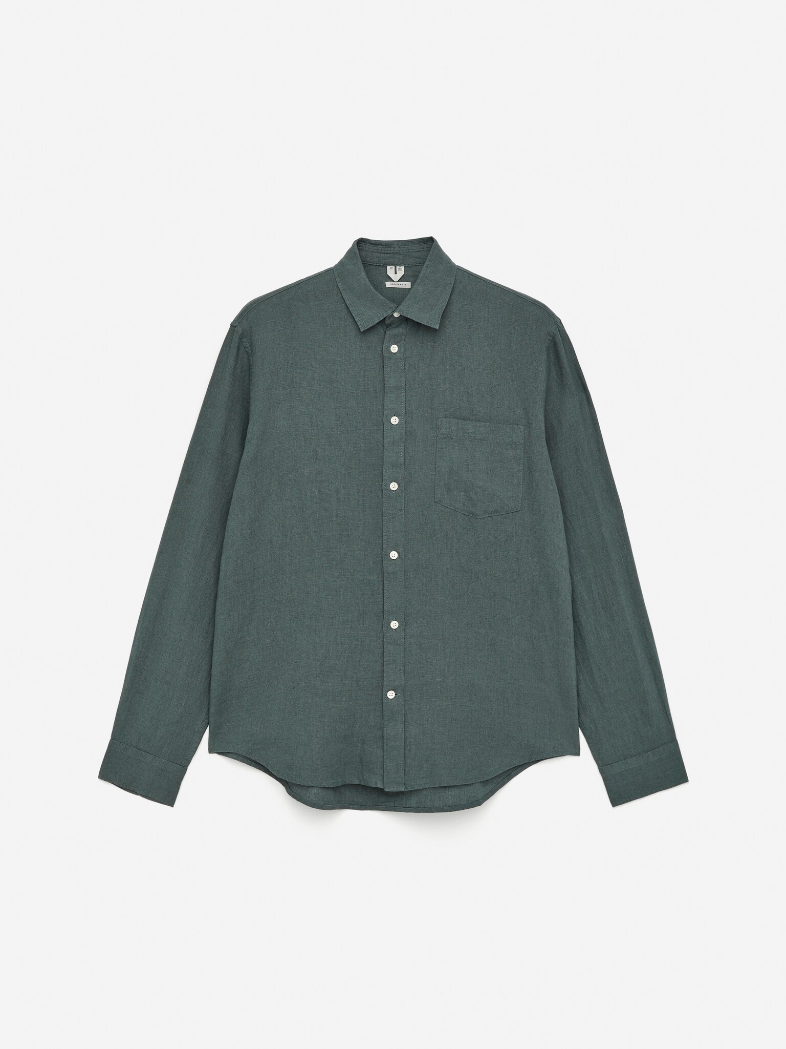 Camisa de lino de corte regular fit - Verde empolvado/Azul oscuro/Beige/Azul/Marrón/Blanco