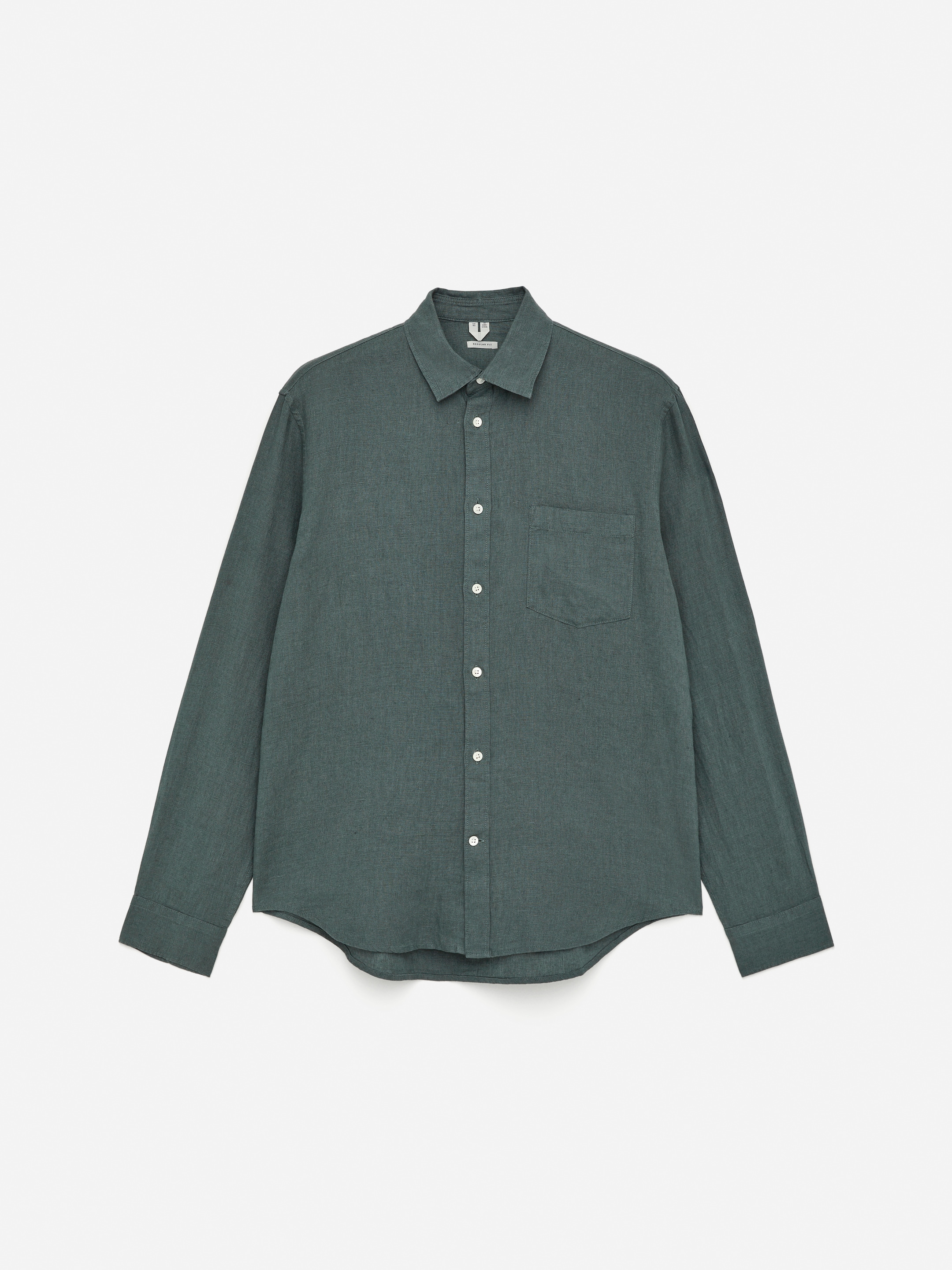 Camicia in lino dalla vestibilità regolare-#5A6466-14973