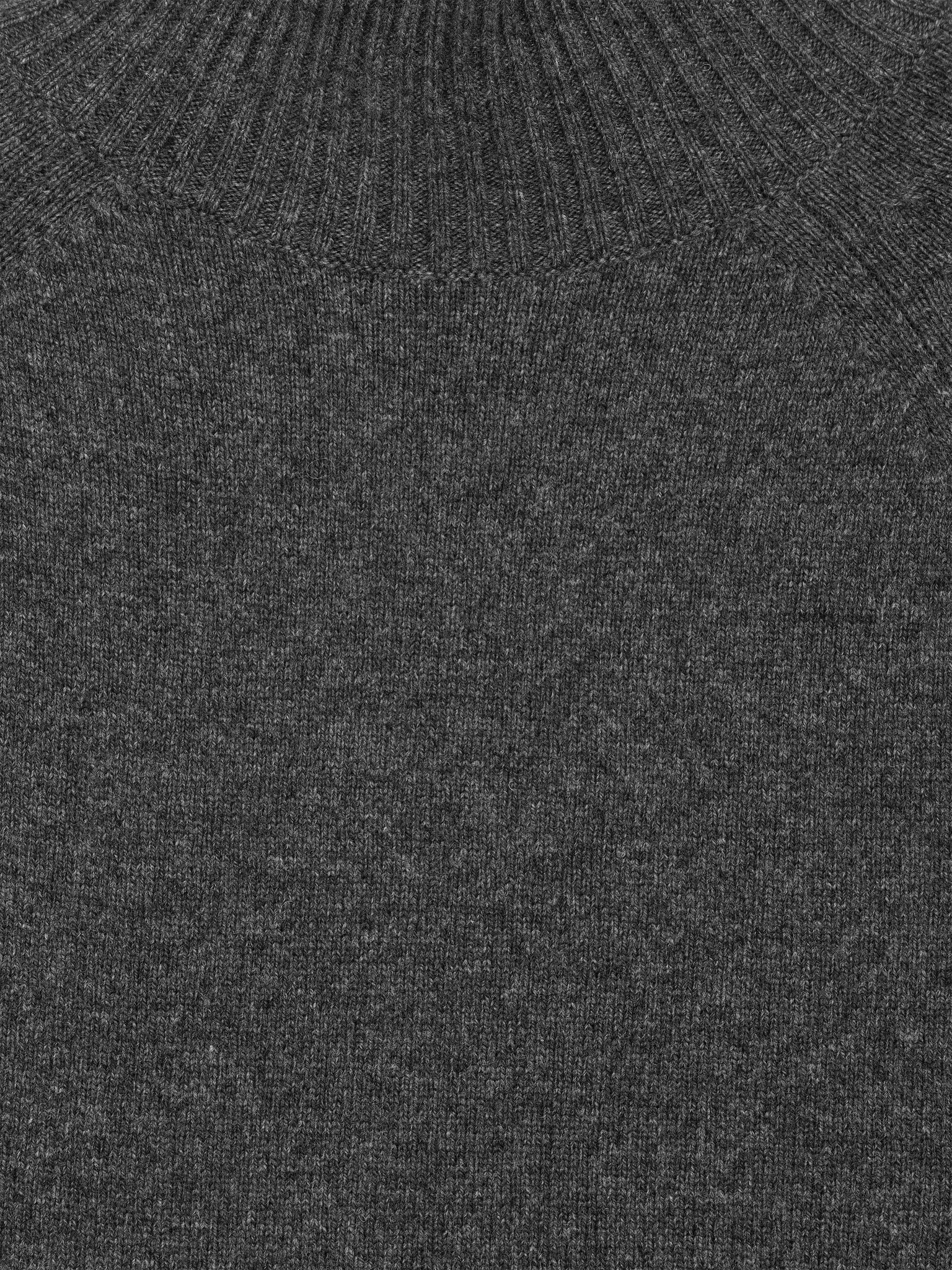 Pull en laine à col roulé - Gris foncé chiné/Rouge - 4
