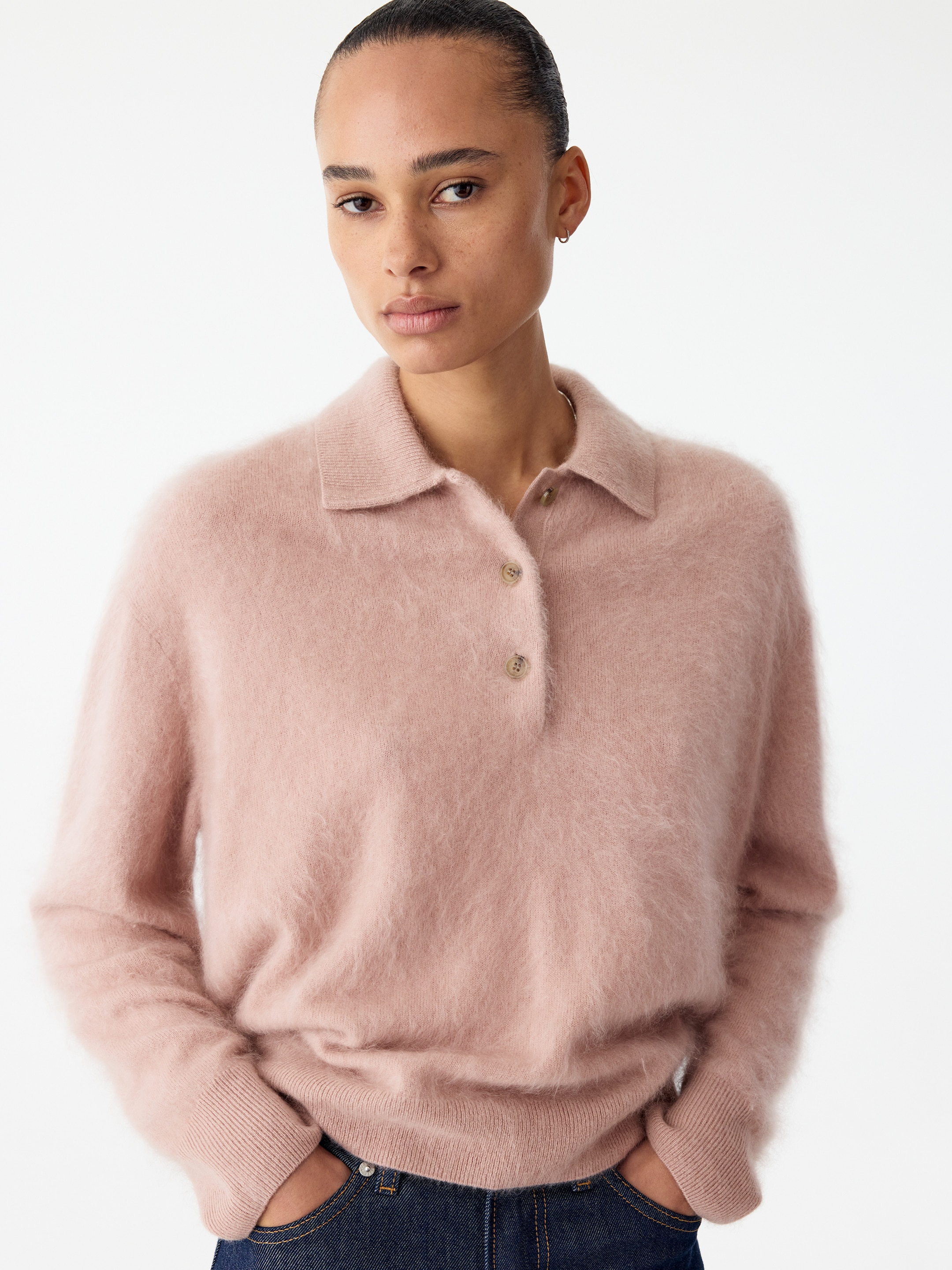 Polo de cachemir cepillado - Rosa - Corte holgado - women - StillMedia/Lookbook - 6
