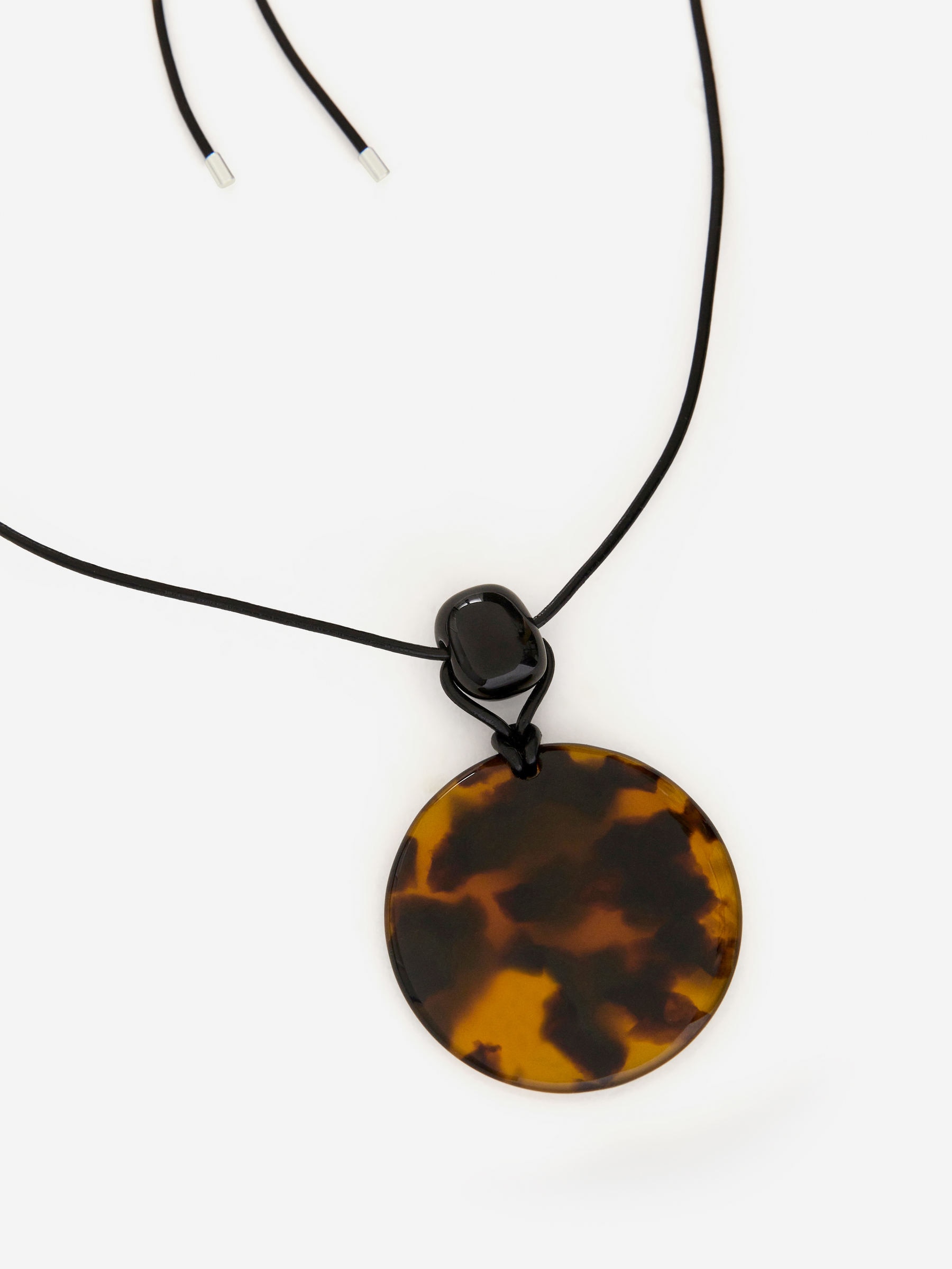 Leather Cord Pendant Necklace - Black/Brown - Women - StillMedia/DescriptiveDetail - 2