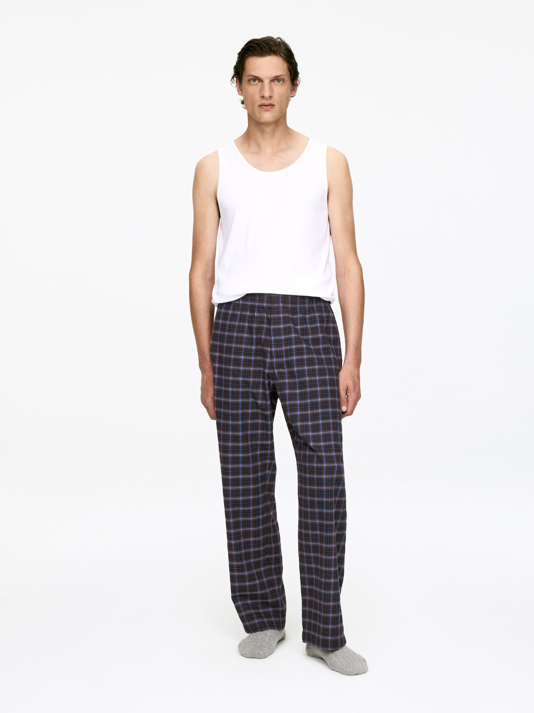 Flannel Pyjama Trousers-#3E4D7D-17199