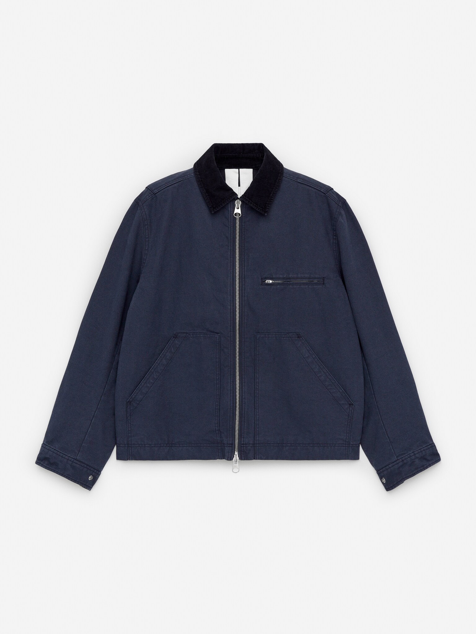 Veste en toile de coton - Bleu foncé/Beige