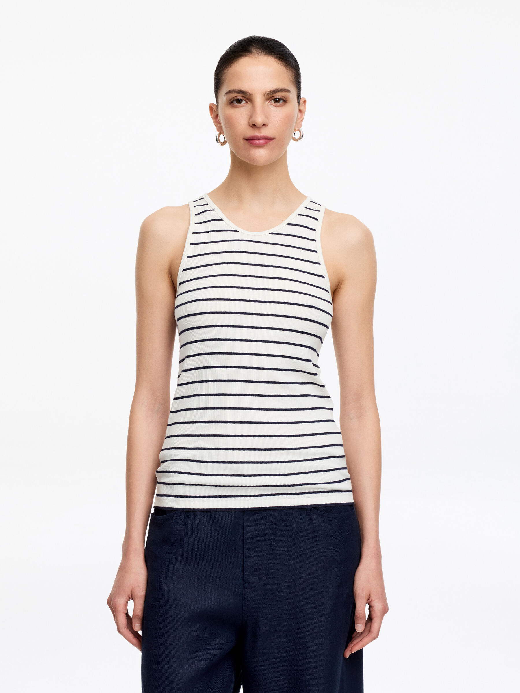 Ribbed Tank Top-#F4F3E9-19593