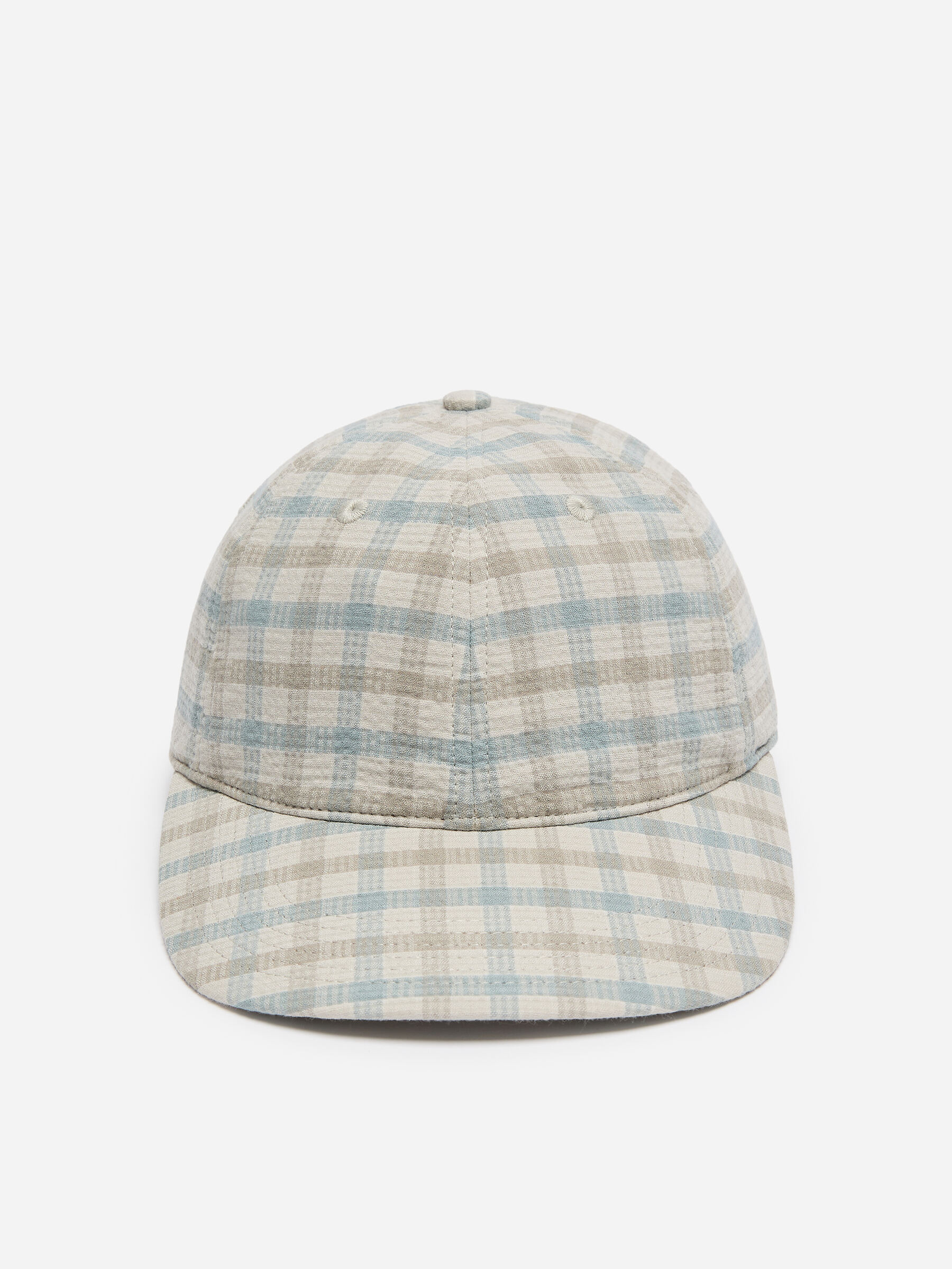 Seersucker Baseball Cap - Beige/Motivo a quadri - Men - StillMedia/DescriptiveStillLife - 3