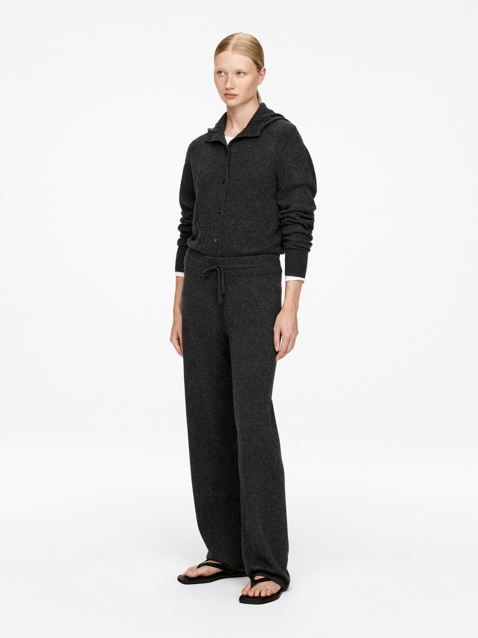 Pantalon en pur cachemire - Gris foncé/Beige chiné - 6
