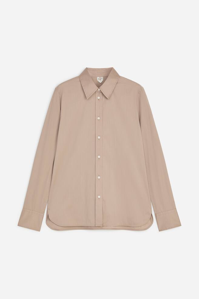 Slim Stretch Cotton Shirt - Beige/Black/White - 1