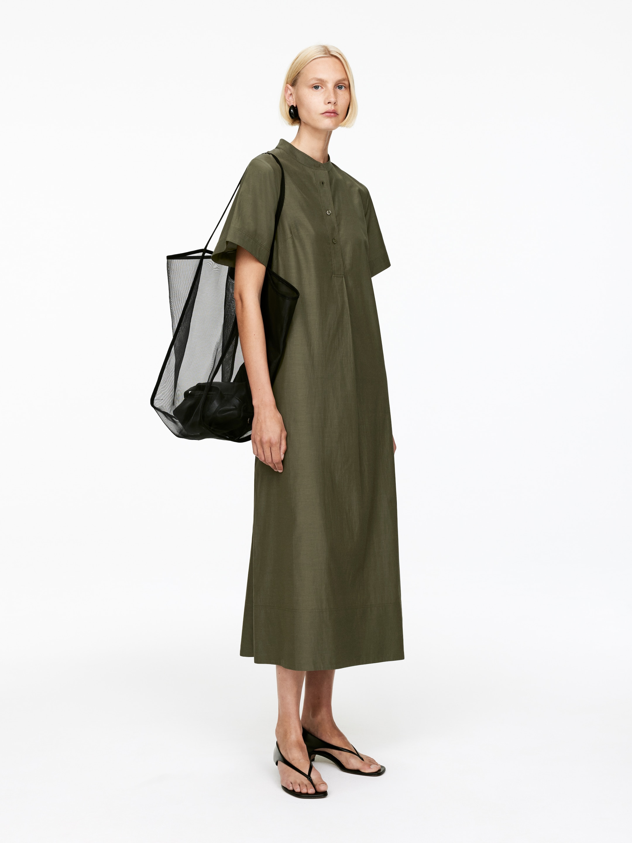 View larger image: Cupro-Cotton Dress - Green - Ladies | H&M GB 2