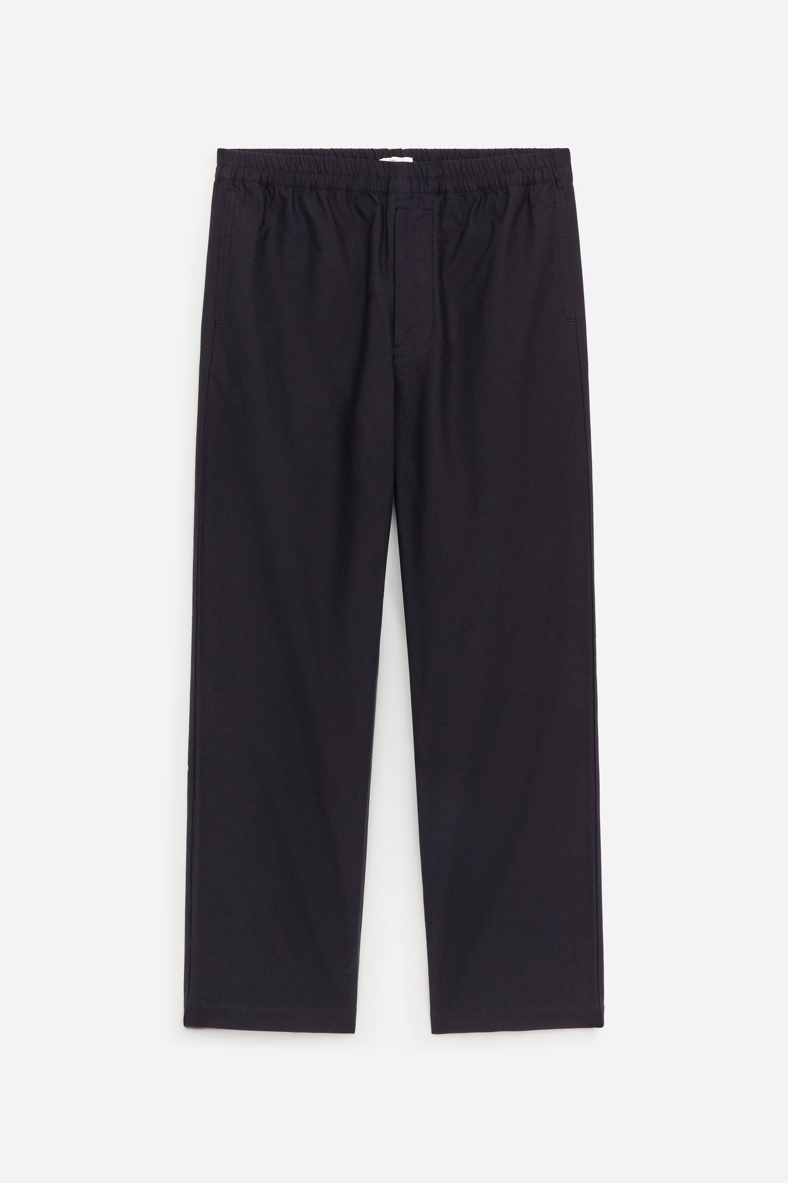 Pantaloni Lejeri Din Hopsack De Bumbac-Albastru închis - 2