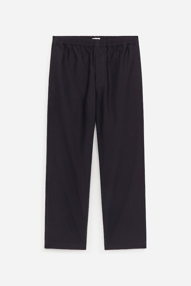 Pantalon décontracté en coton natté - Bleu foncé - 1