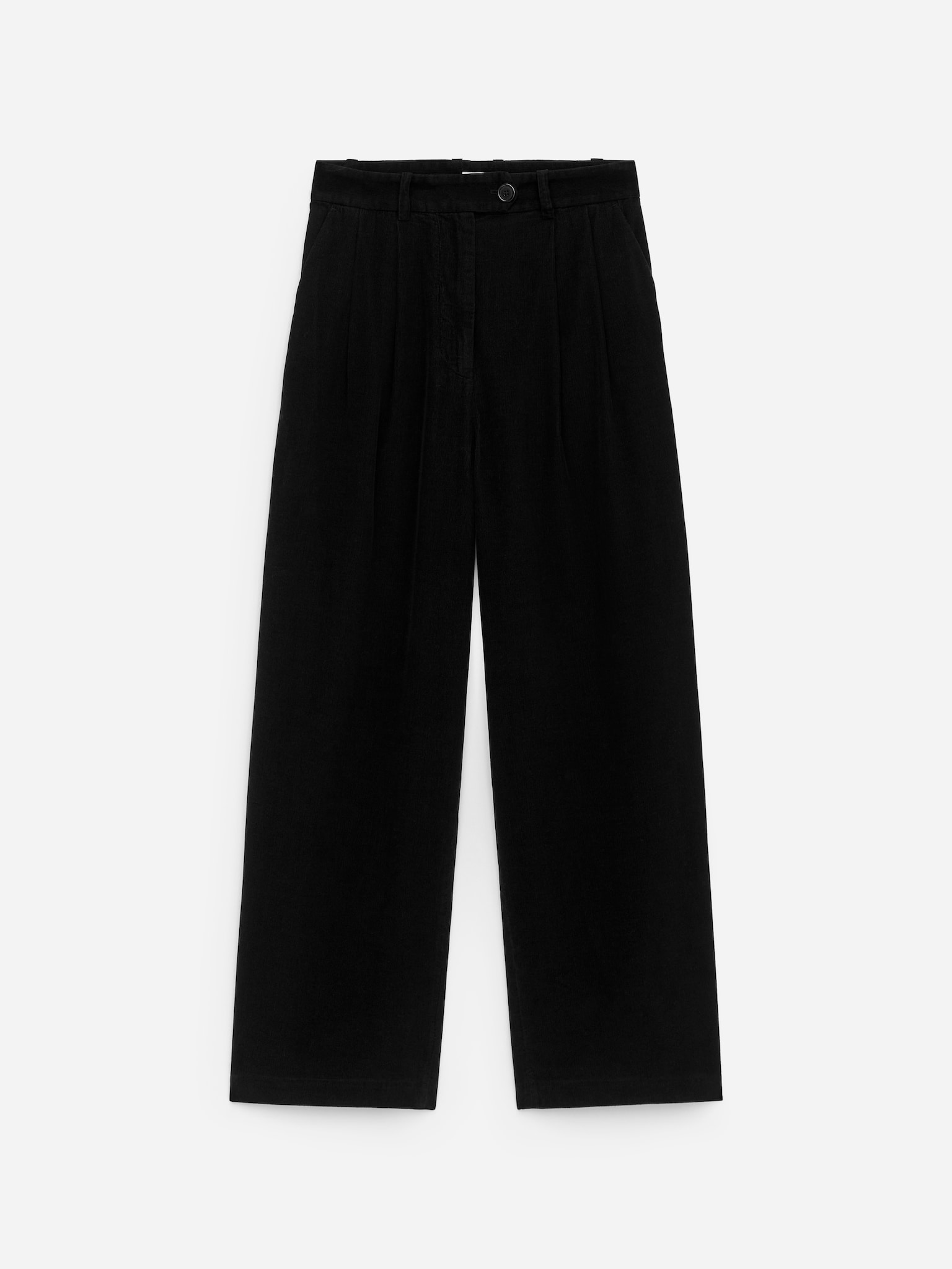 High-Waist Corduroy Trousers - Black/Brown - 2
