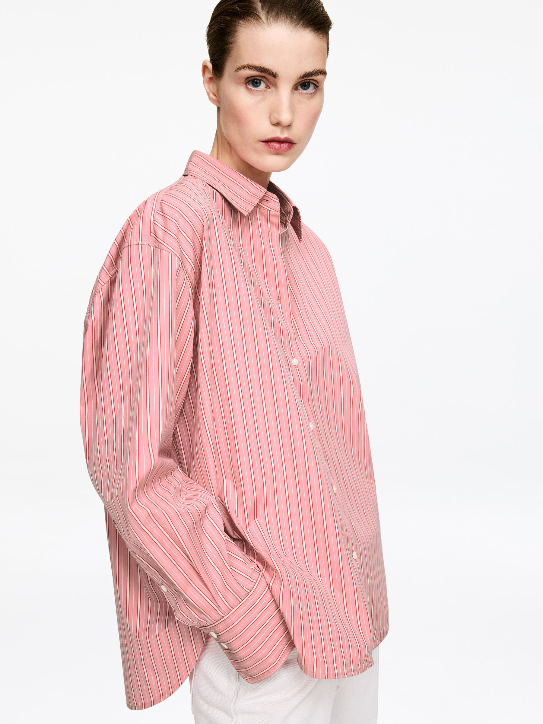 Cotton Shirt - Pink/White - Regular fit - Women - StillMedia/Lookbook - 5