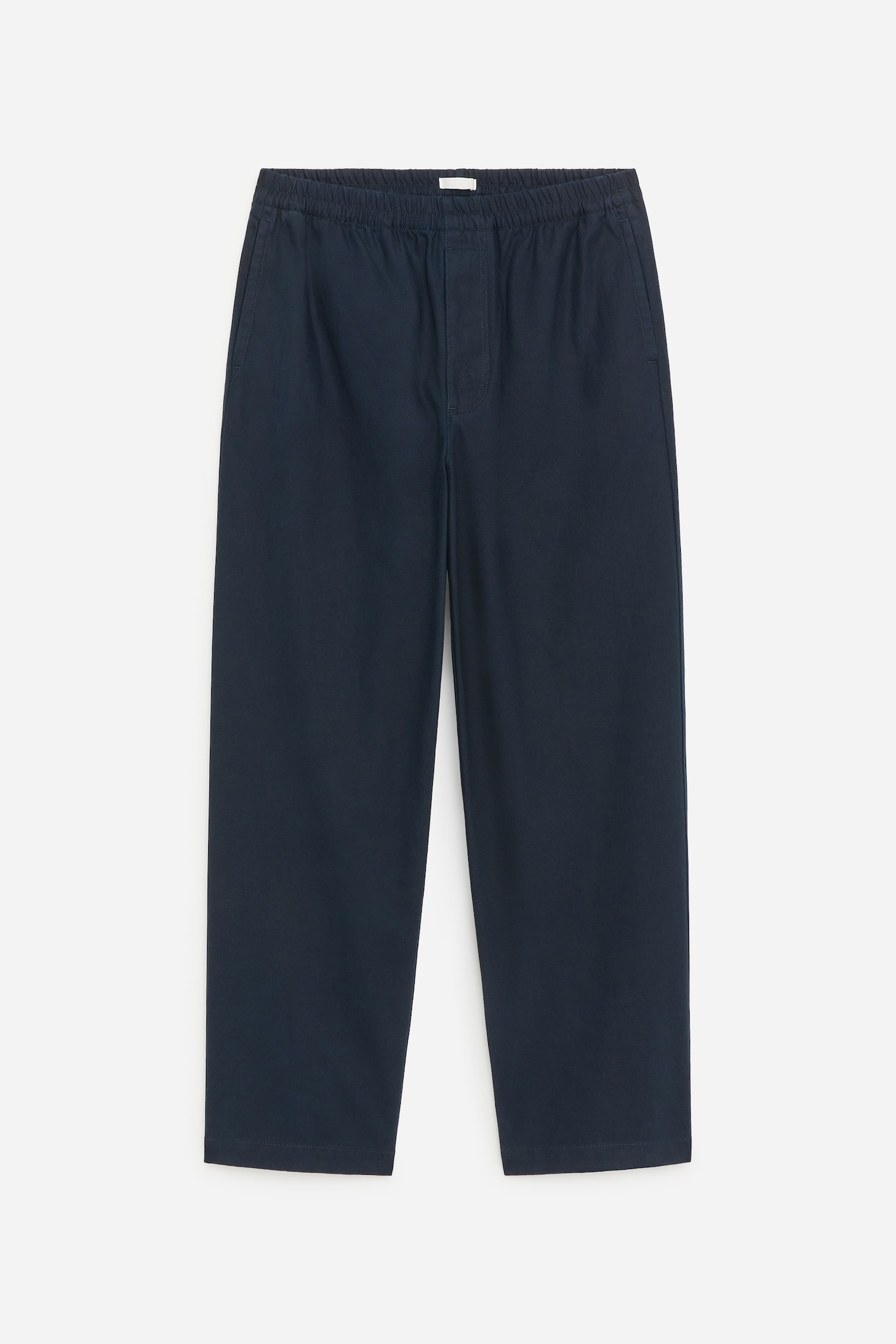 Pantaloni ampi in cotone e lino-Blu scuro - 2