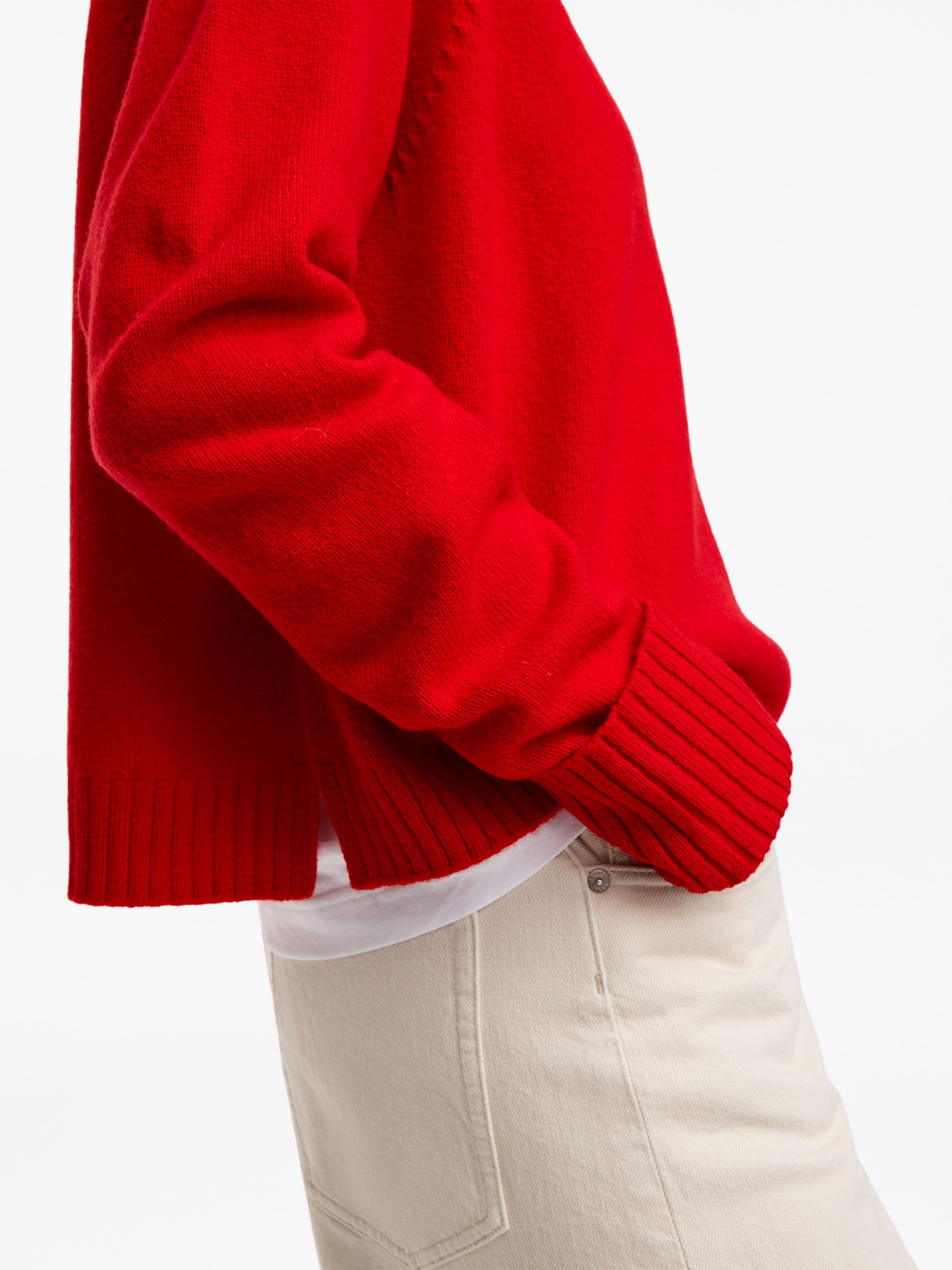Folded Sleeve Wool Jumper - Red - Regular fit - women - StillMedia/Lookbook - 3