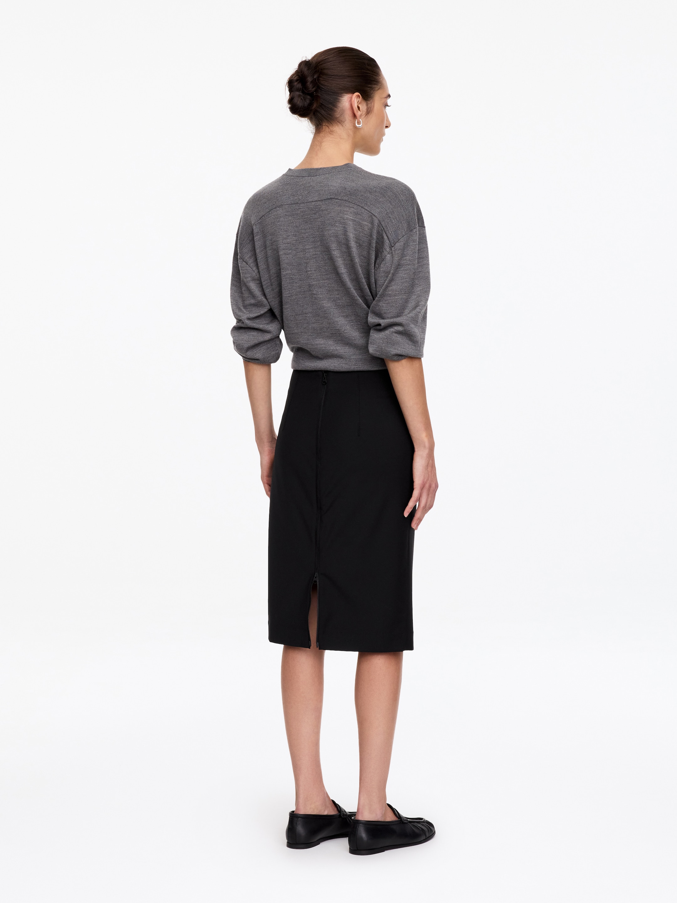 Spódnica ołówkowa z mieszanki z wełną - Czarny - Wąski fason - women - StillMedia/Lookbook - 10
