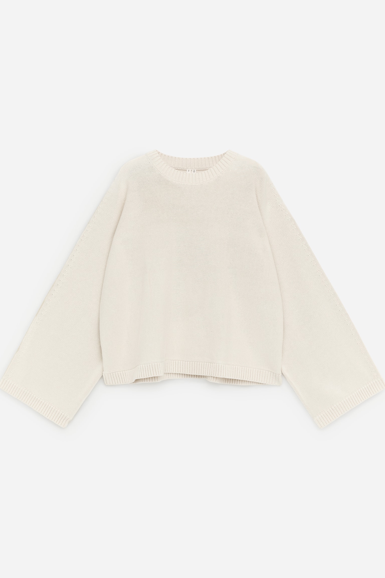 Bavlnený sveter s výrezmi - Krémová/Čierna - 2