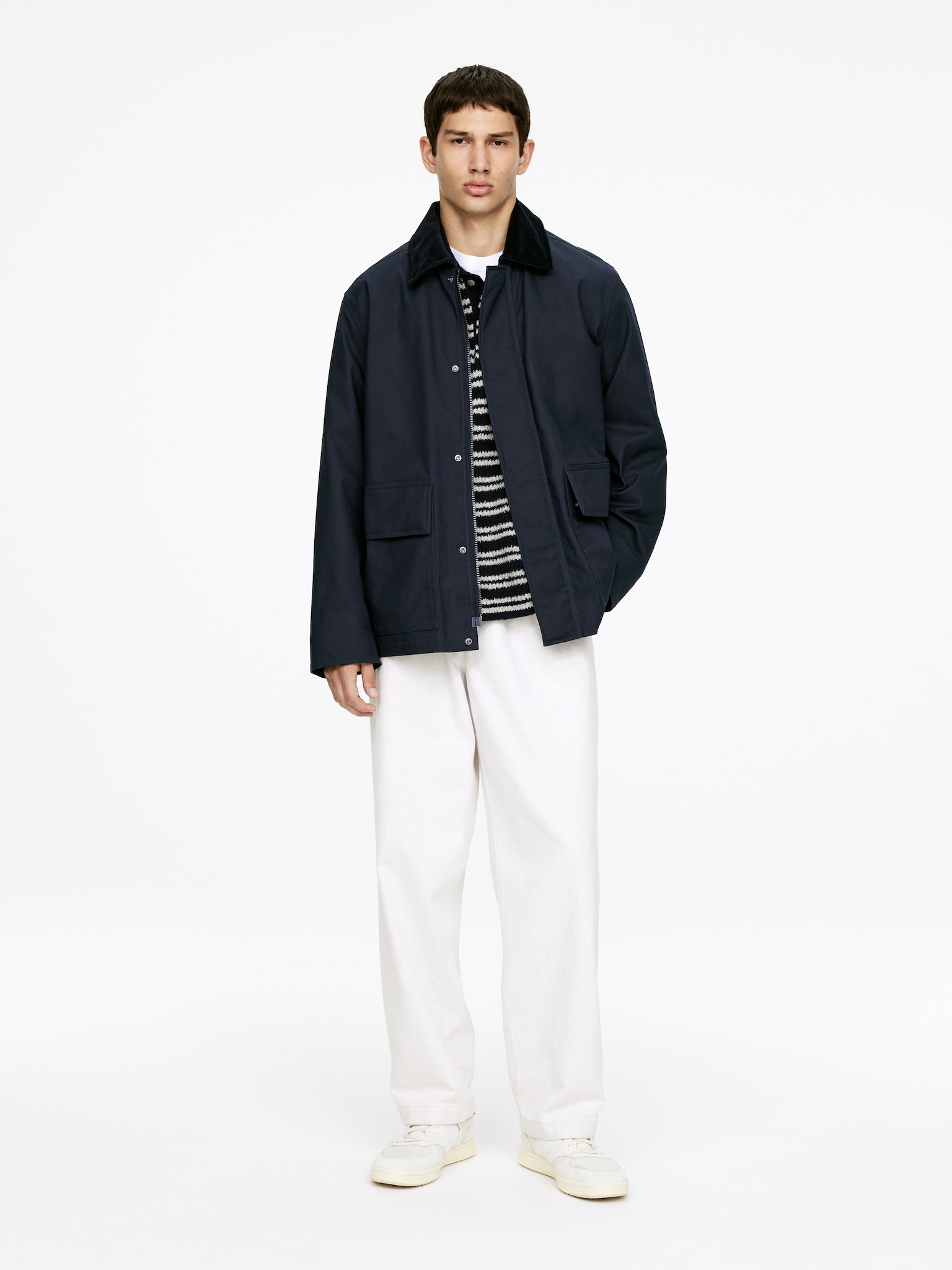 Veste en coton ciré - Bleu foncé/Vert foncé