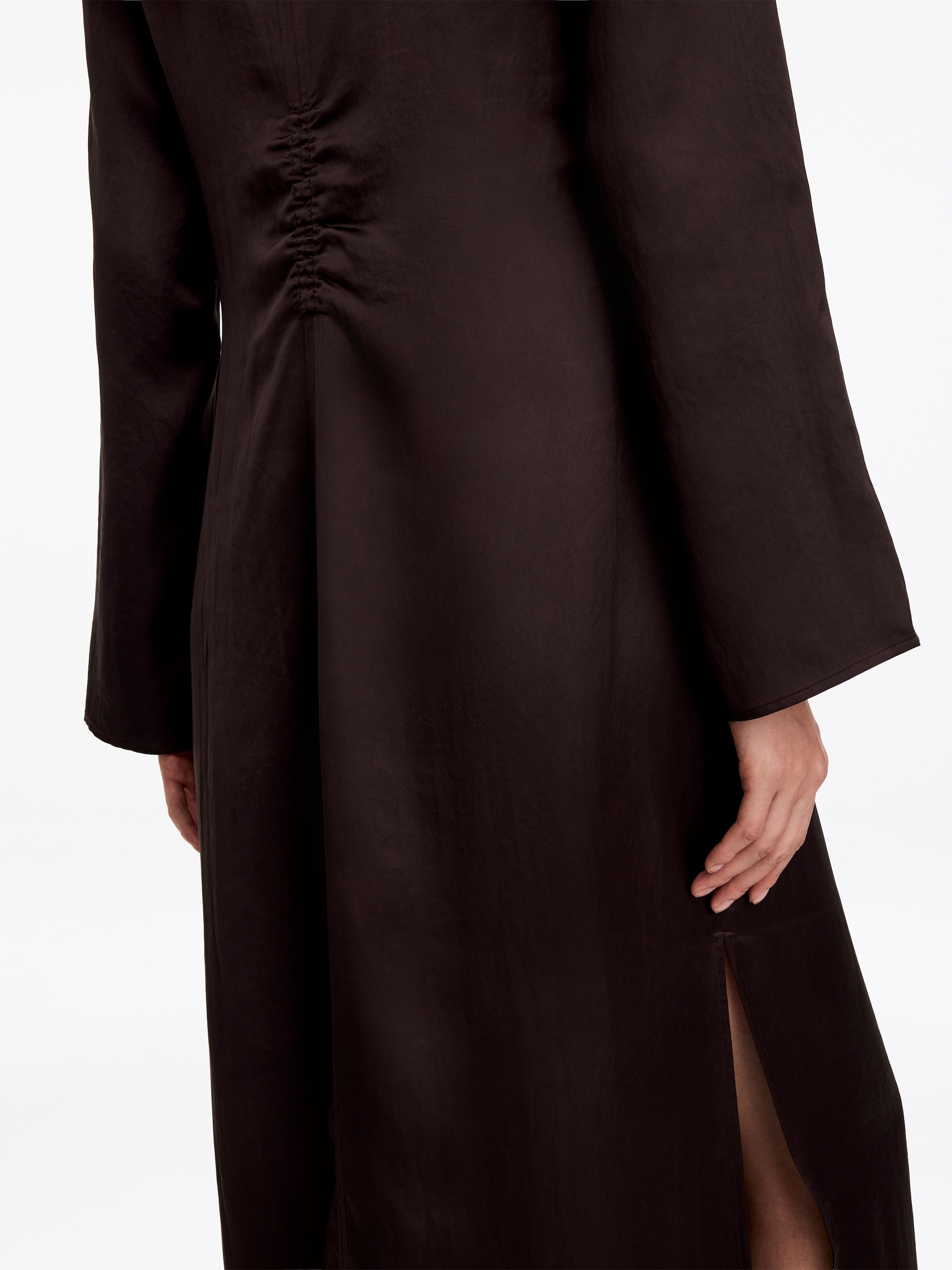 Scoop-Neck Satin Dress - Brown - Slim fit - women - StillMedia/Lookbook - 8