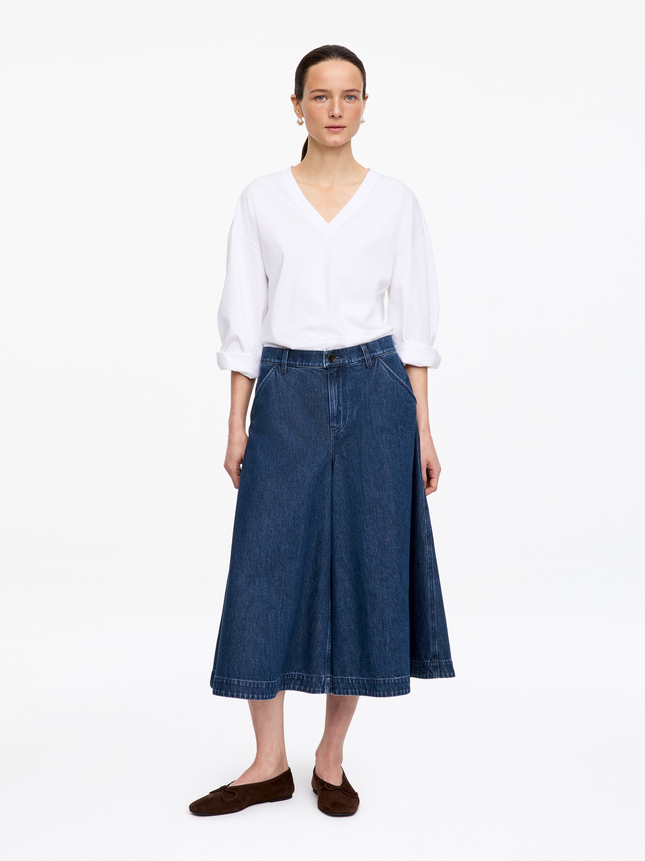 Culottebyxor i denim-#3E64A7-18237