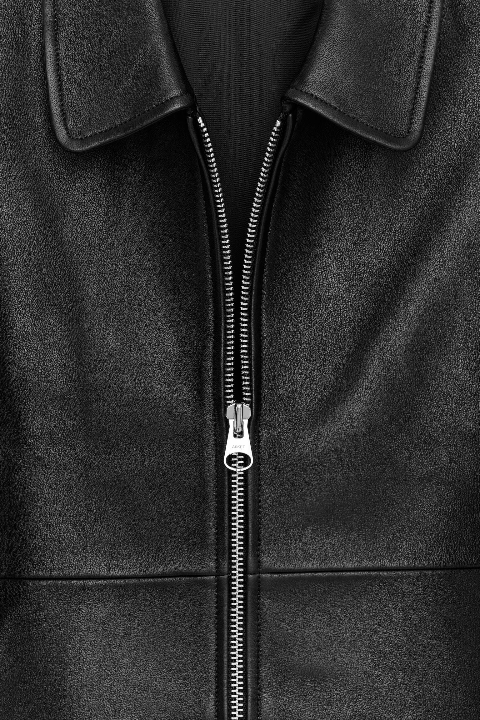 Kožená bunda - Čierna - 8