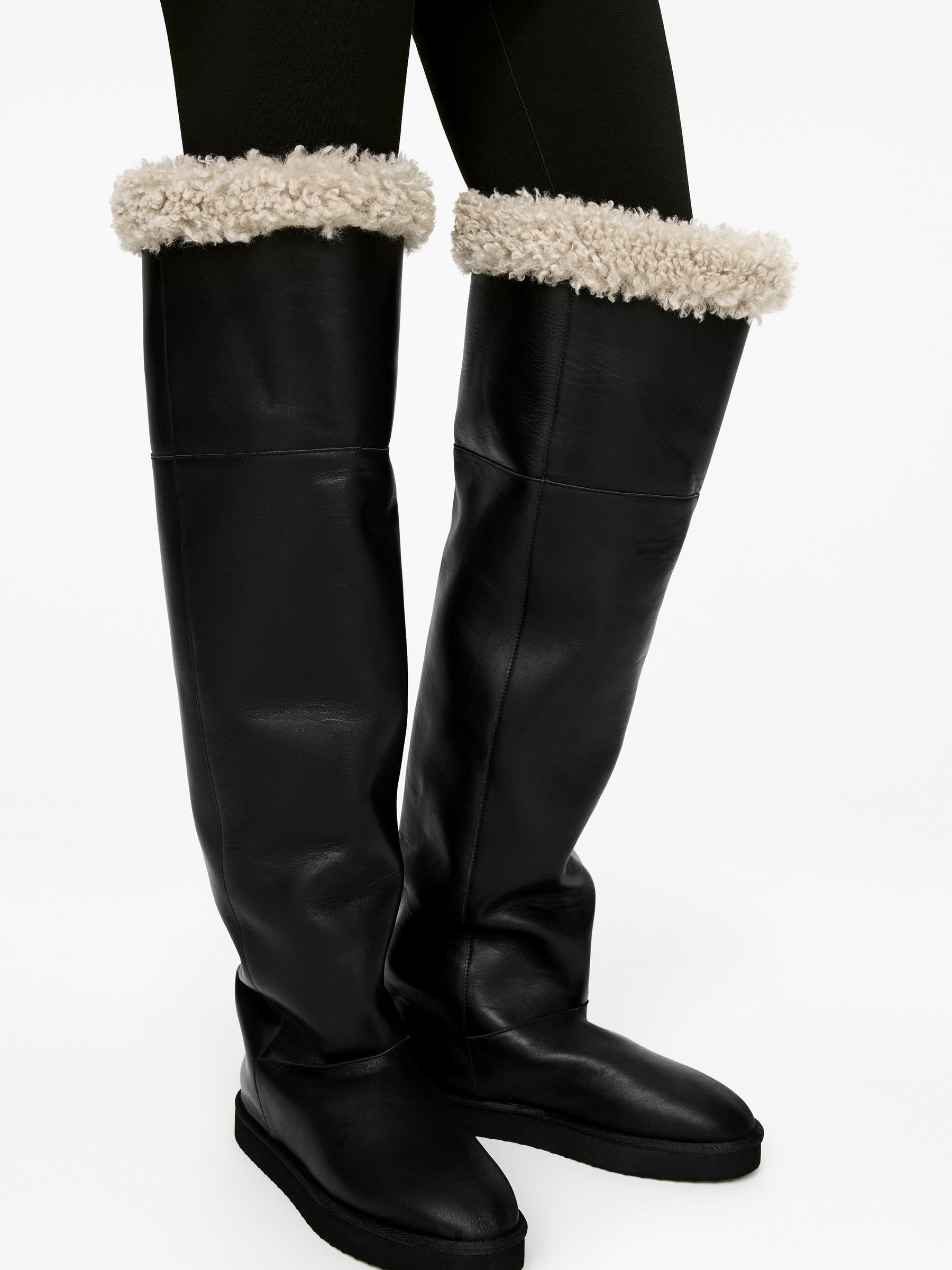 Over-The-Knee Leather Boots-#272627-17422