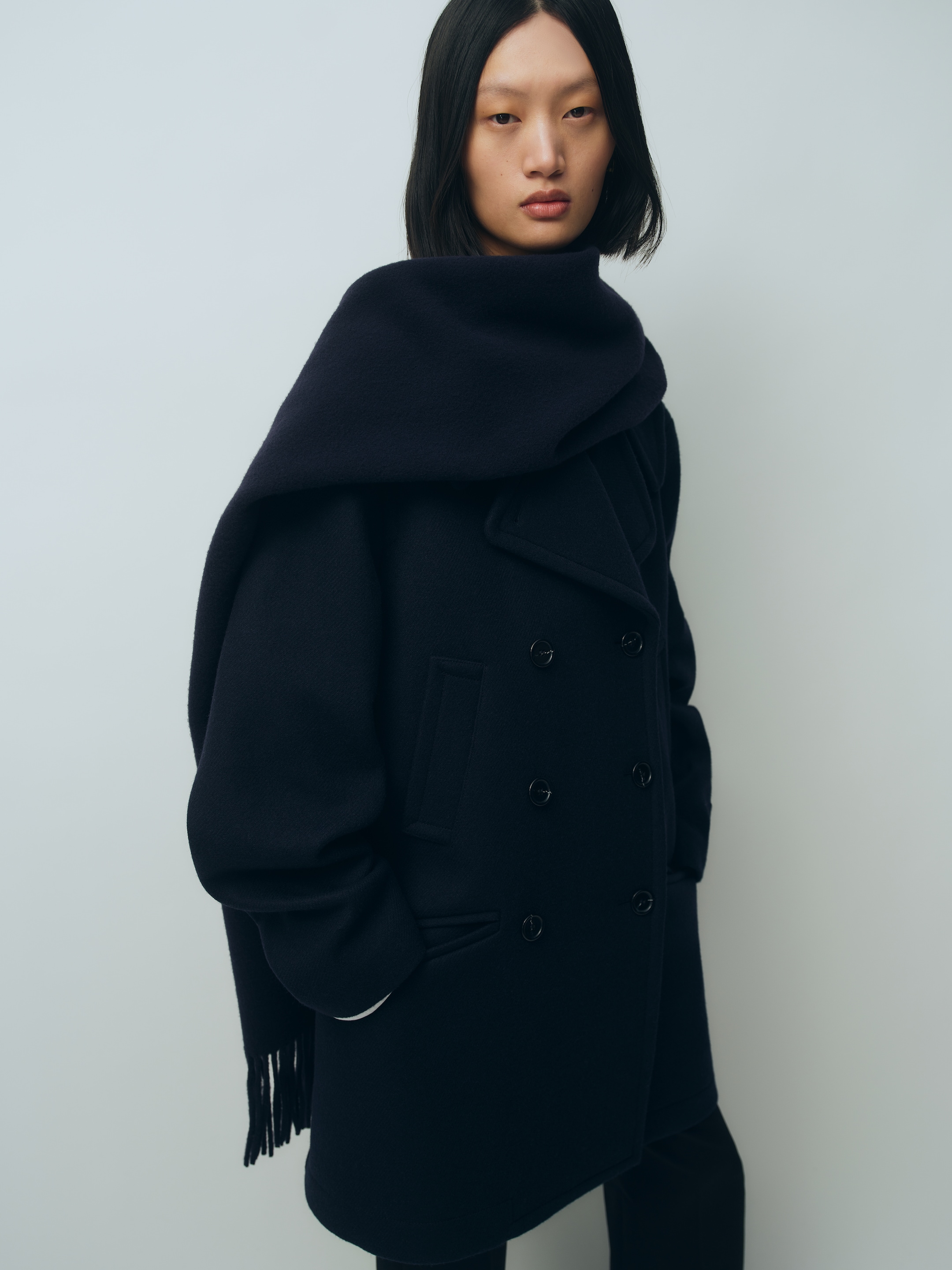 Wool-Blend Pea Coat - Dark Blue - Loose fit - women - StillMedia/Environmental - 1