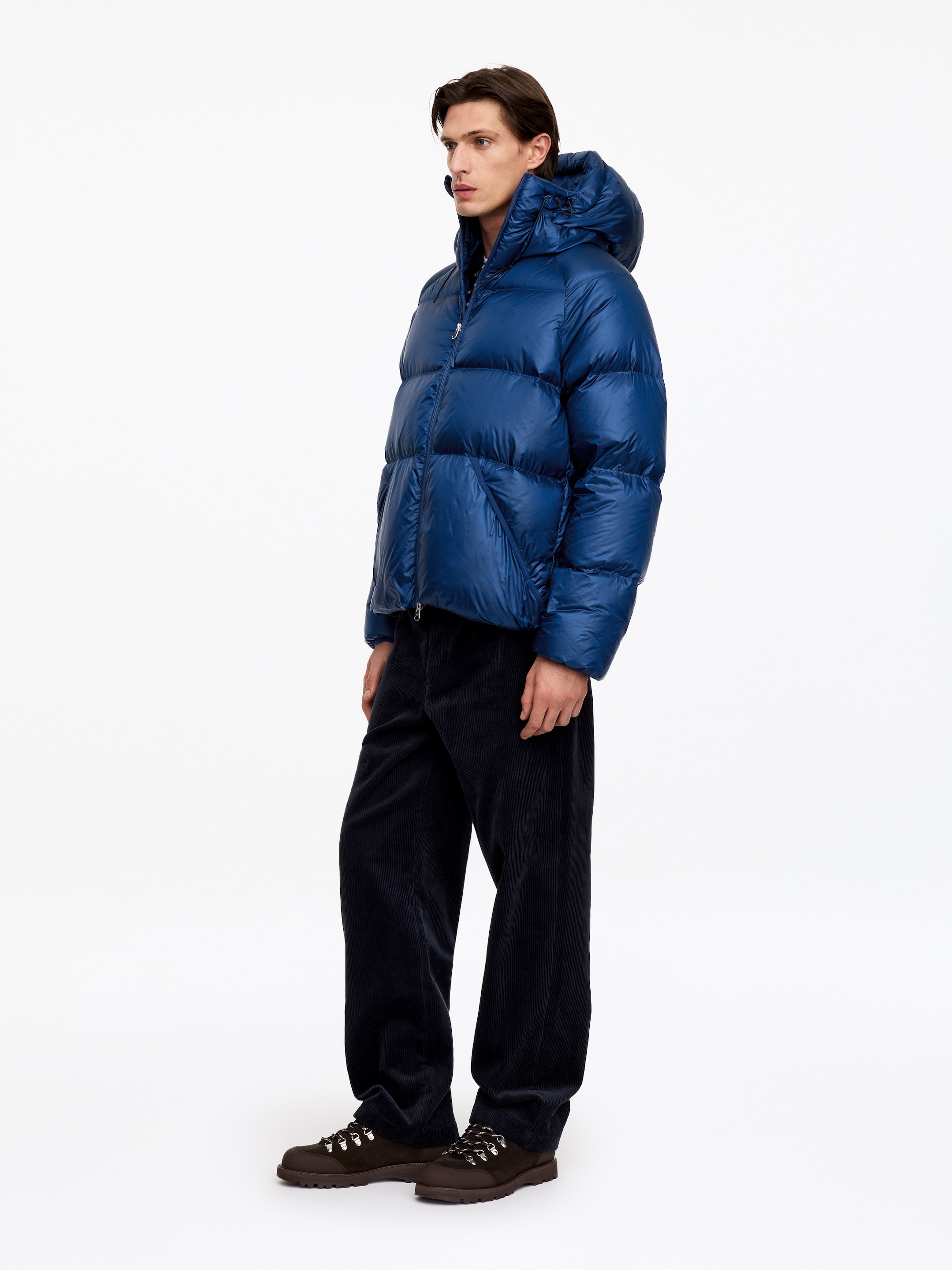 ARKET ACTIVE Hooded Re:Down Puffer - Blue - Regular fit - men - StillMedia/Lookbook - 7