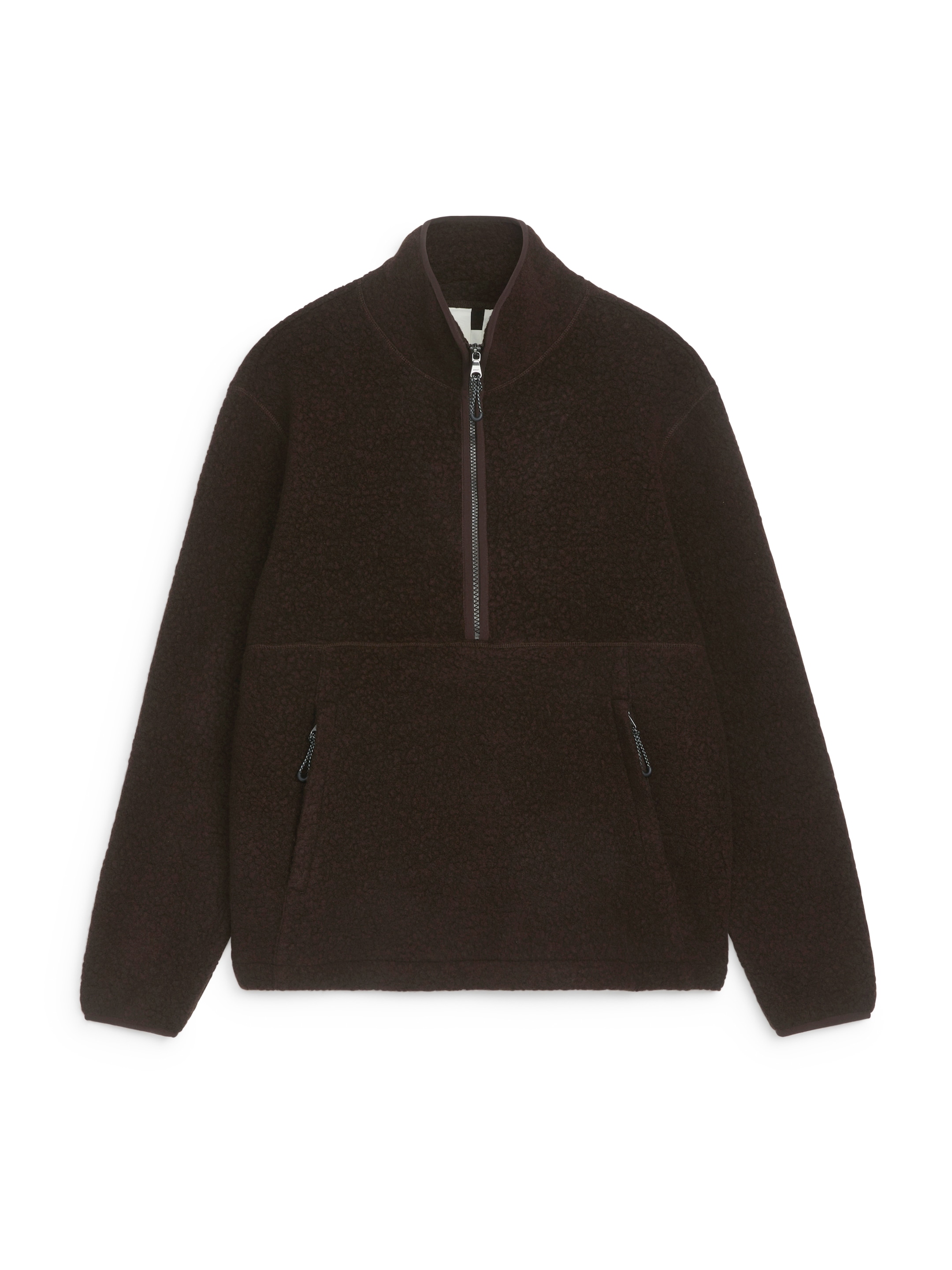 Wool Blend Pile Half-Zip-#3F3838-12976