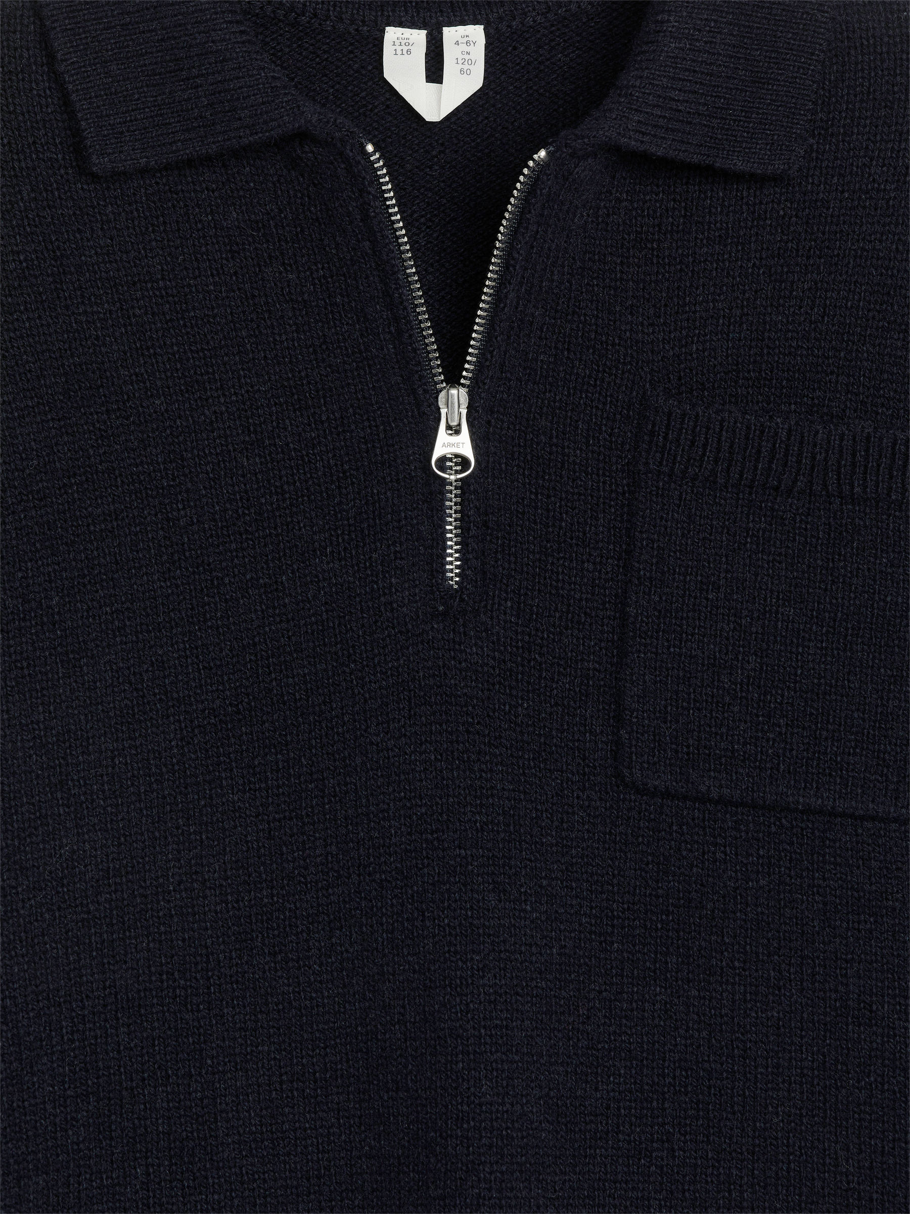 Knitted Wool Zip Polo Shirt - Dark Blue - Relaxed fit - Children - StillMedia/DescriptiveDetail - 2