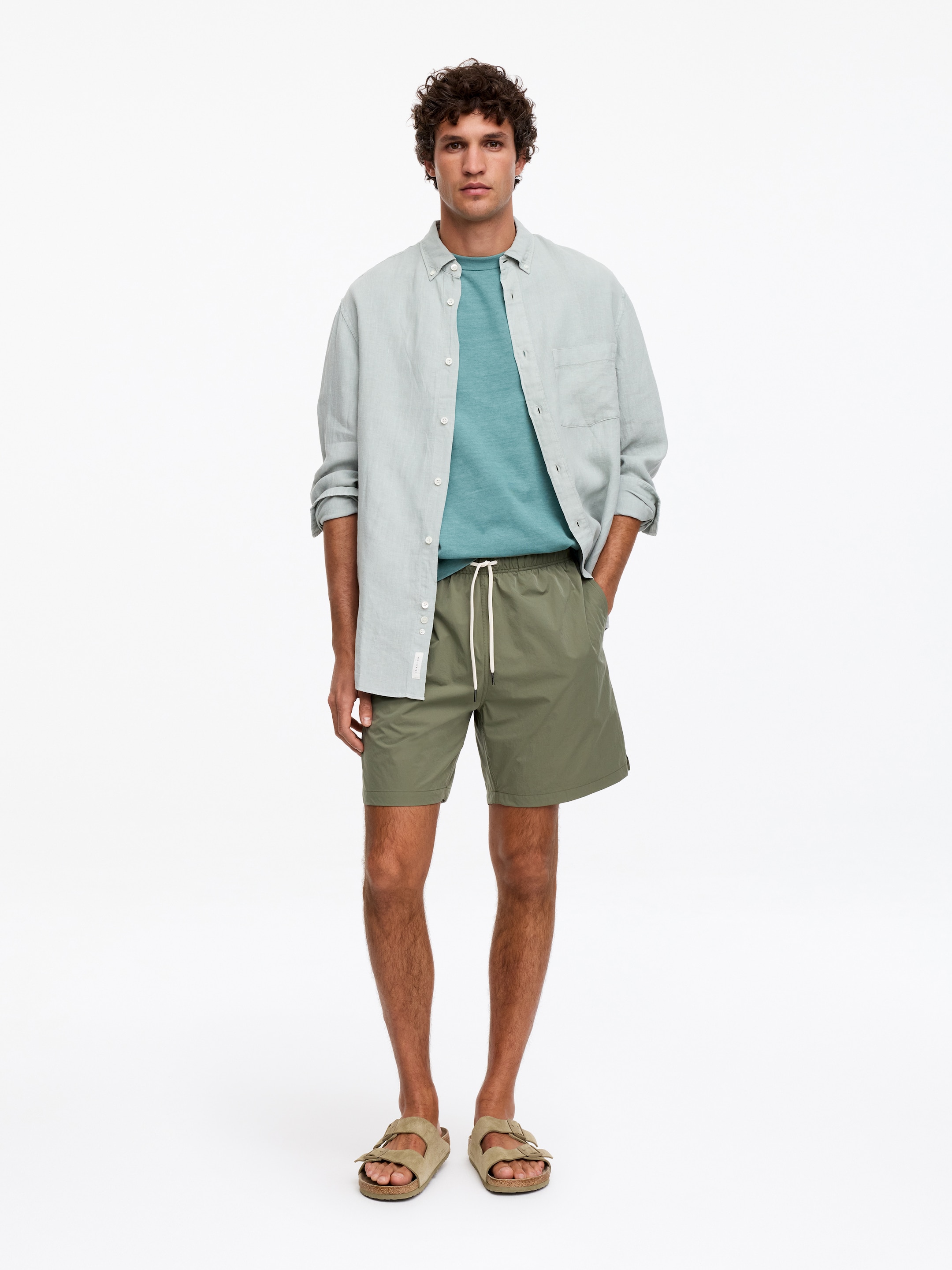 Sporty Swim Shorts-#686B59-19084