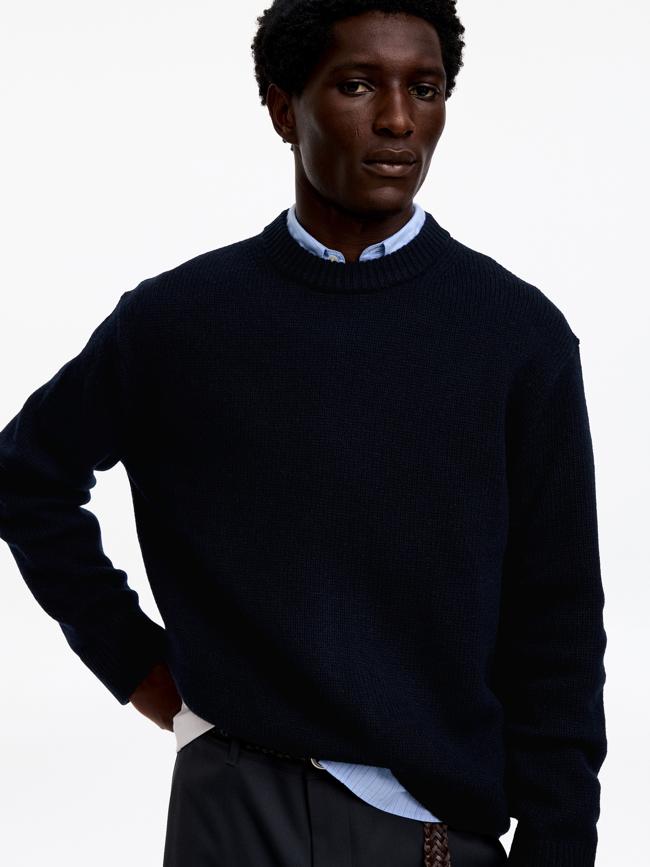 Heavy Knit Wool Jumper - Dark Blue - Relaxed fit - Men - StillMedia/Lookbook - 10