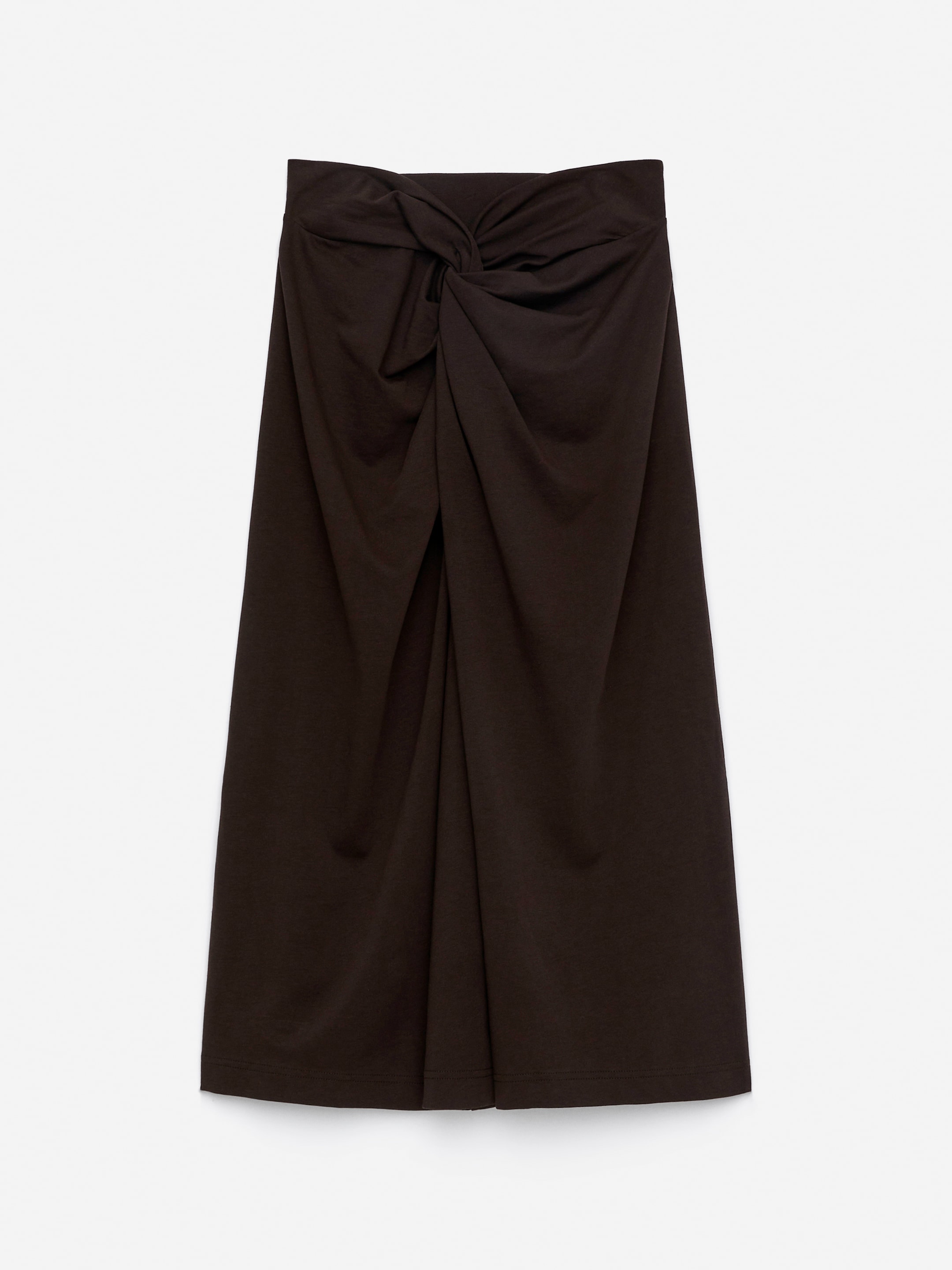 Skręcona spódnica midi-Brown-16074