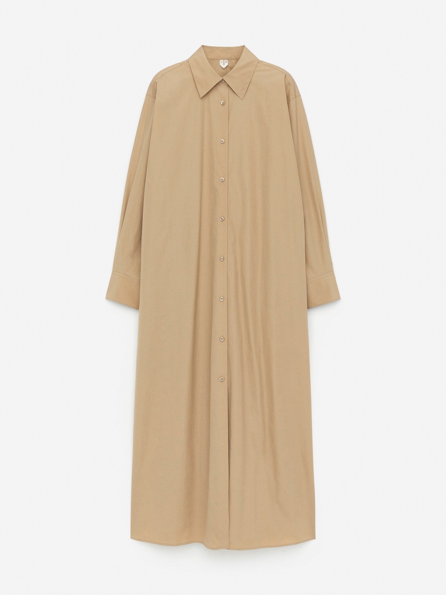 Vestido camisero oversized fit - Beige/Marrón oscuro/Blanco