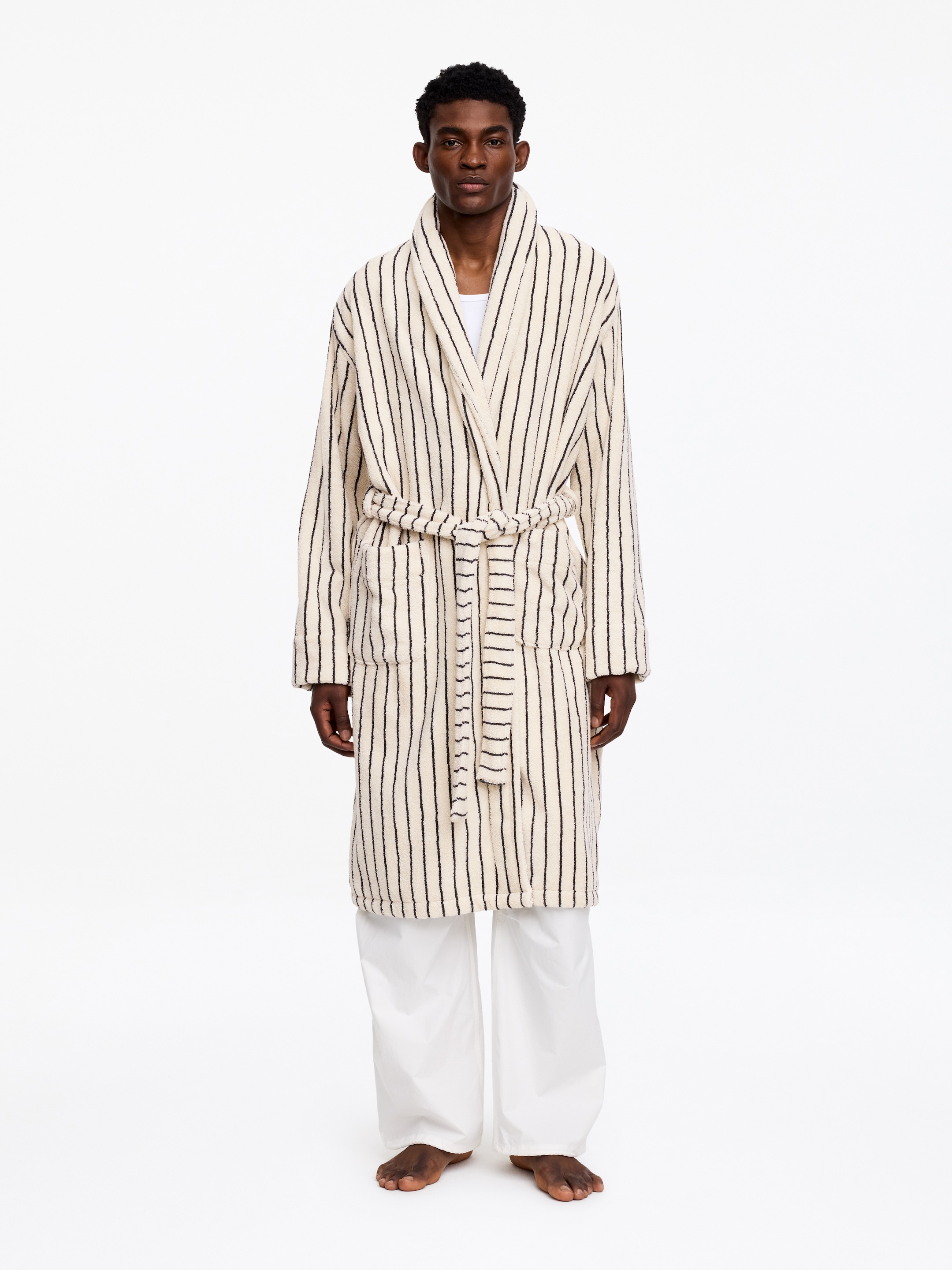 Unisex Cotton Terry Bathrobe-#EFEFDF-17593