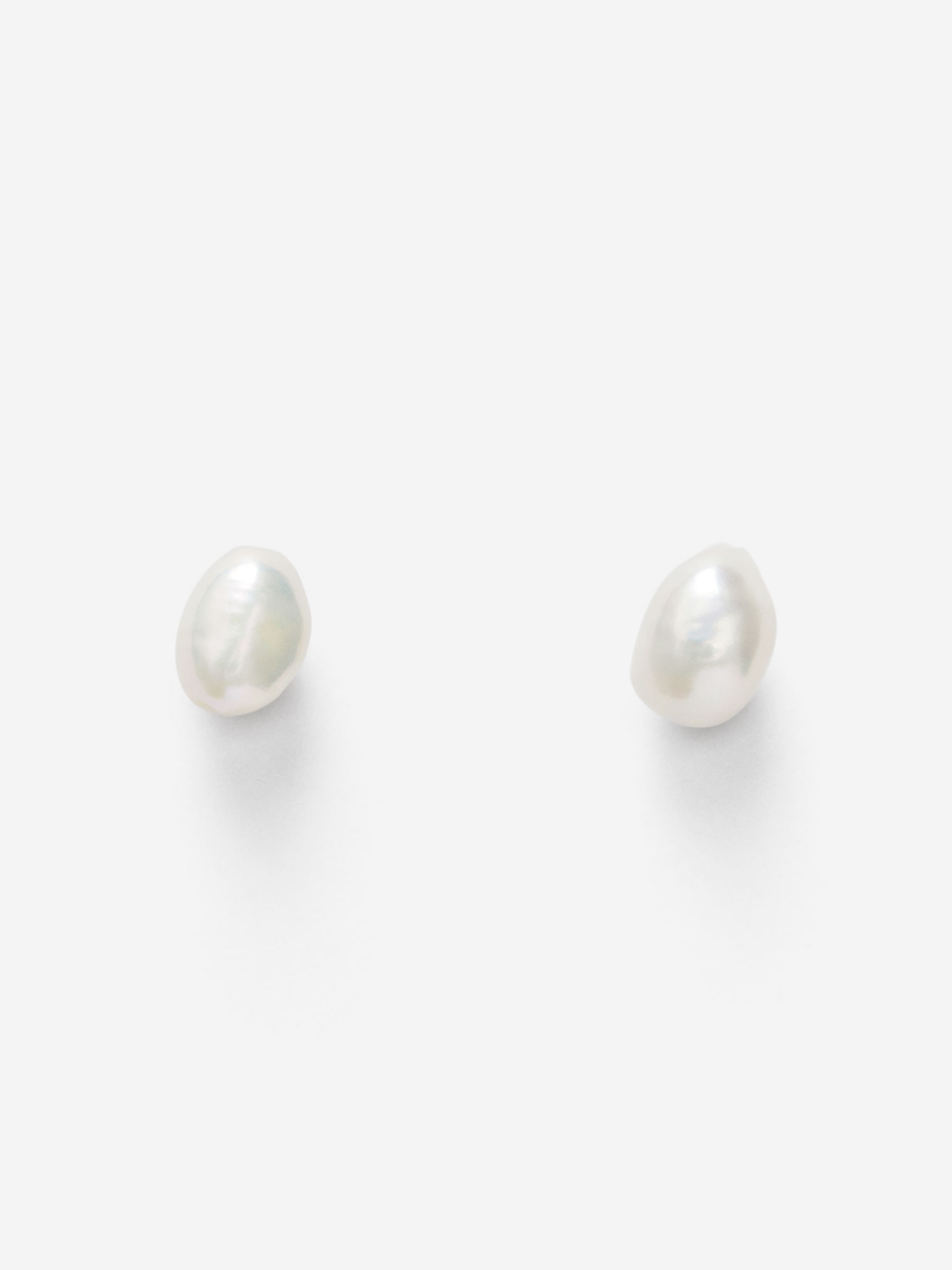 Pearl Stud Earrings-#F1EAB9-16191