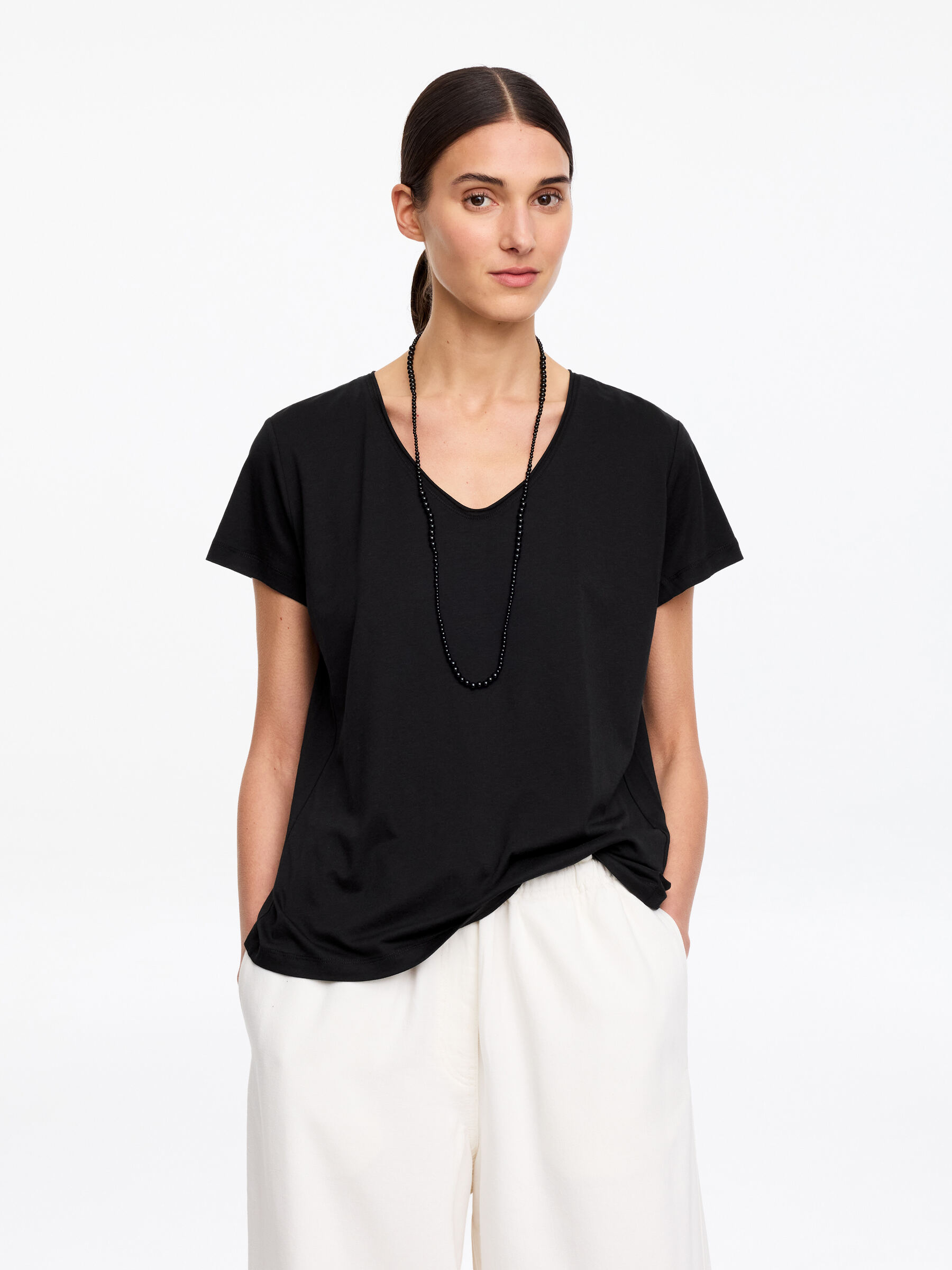 Scoop-neck T-shirt-#272627-19090