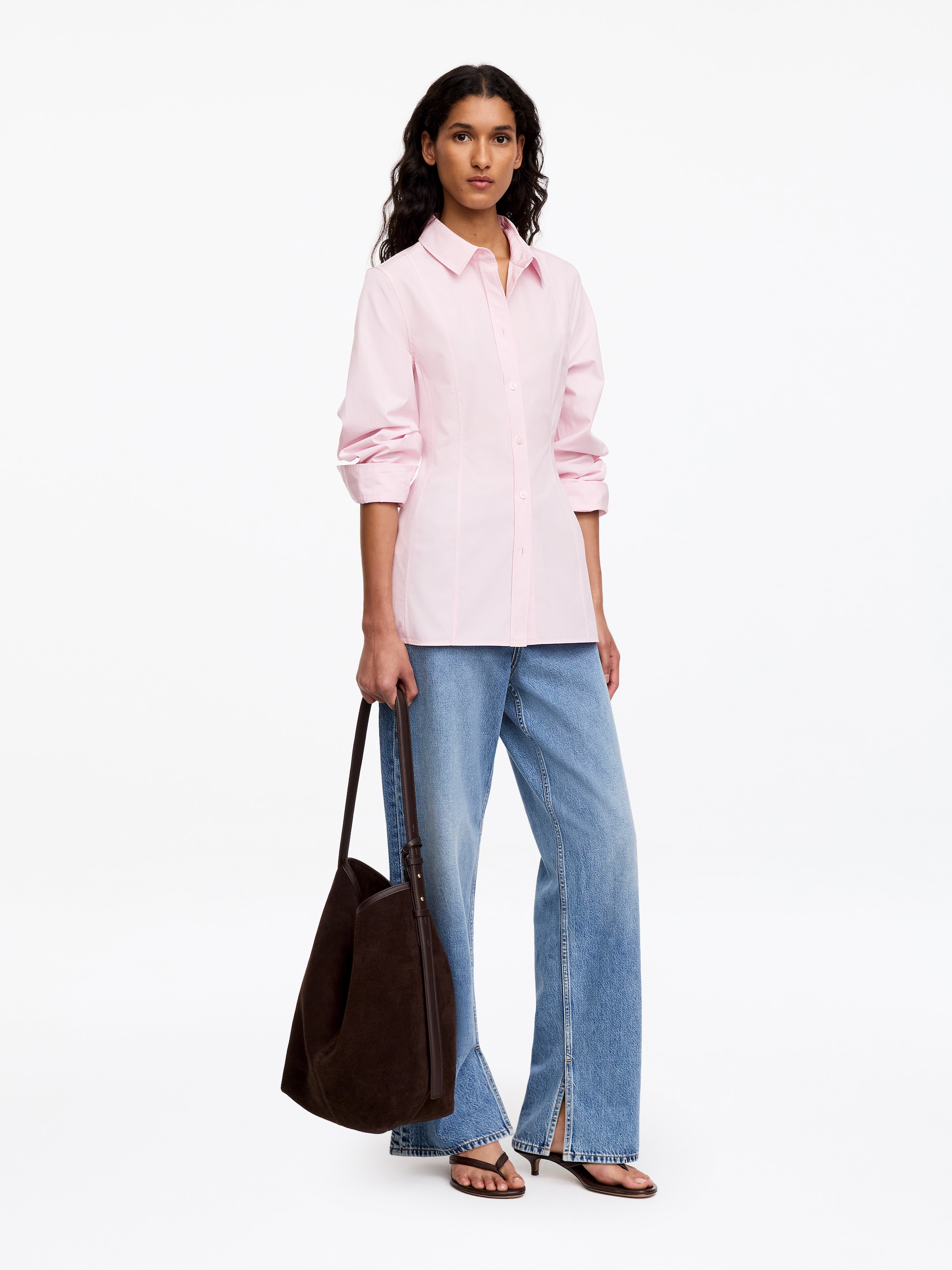 Tailliertes Hemd aus Baumwoll-Popeline - Hellrosa - Regular Fit - Women - StillMedia/Lookbook - 4