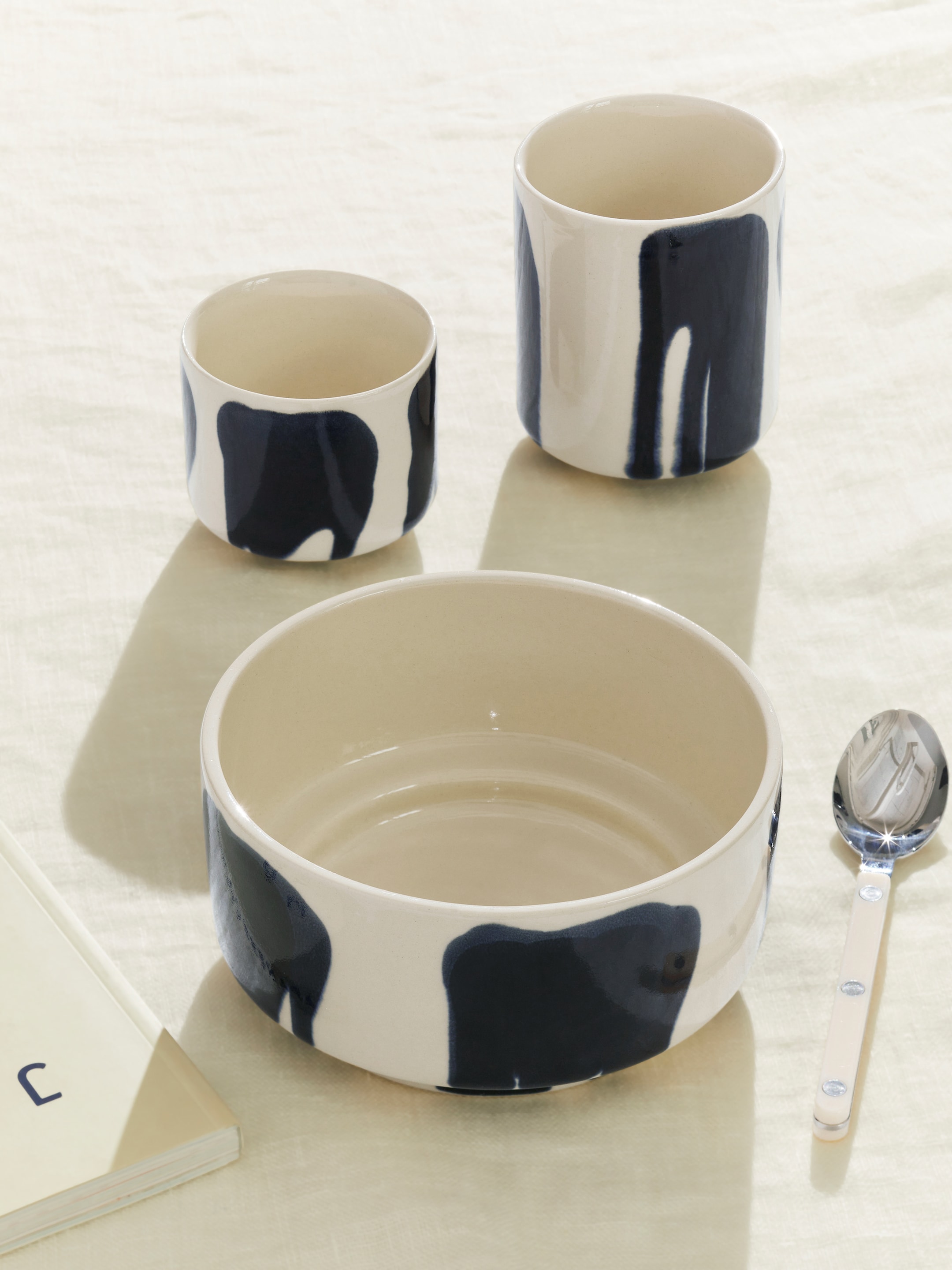 Stoneware Cups Set of 2 - Off White/Blue Splash - Homeware - StillMedia/CreativeStillLife - 3
