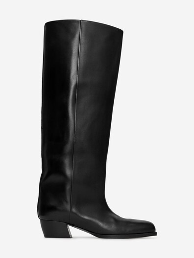 Stivali Donna Alti Al Ginocchio - Tacco A Spillo 10 Cm, Pelle PU, Punta Elegante, Suola In Gomma, Colore Nero, Taglie Disponibili