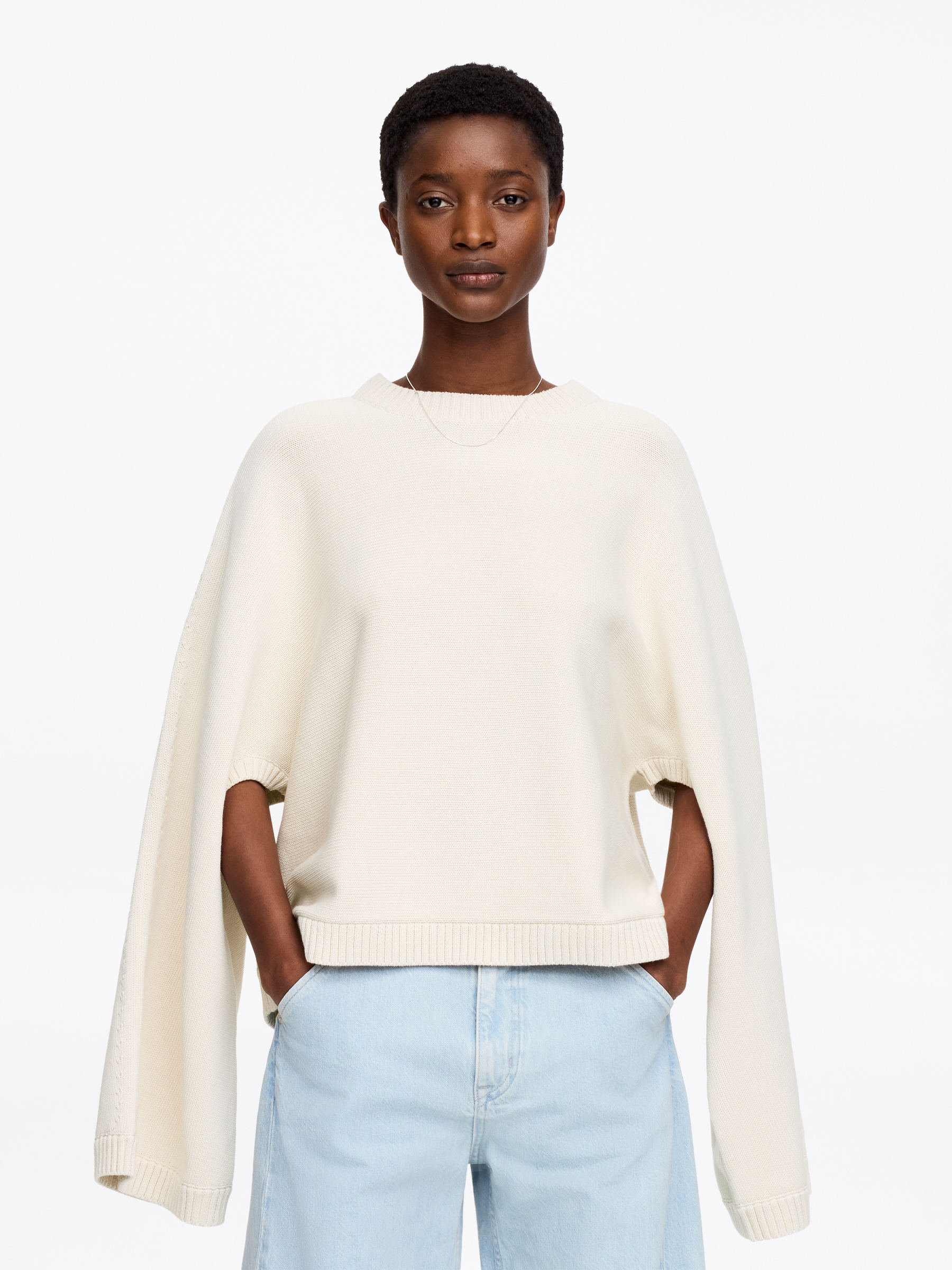 Pull en coton avec découpes-#CEC6B9-18486