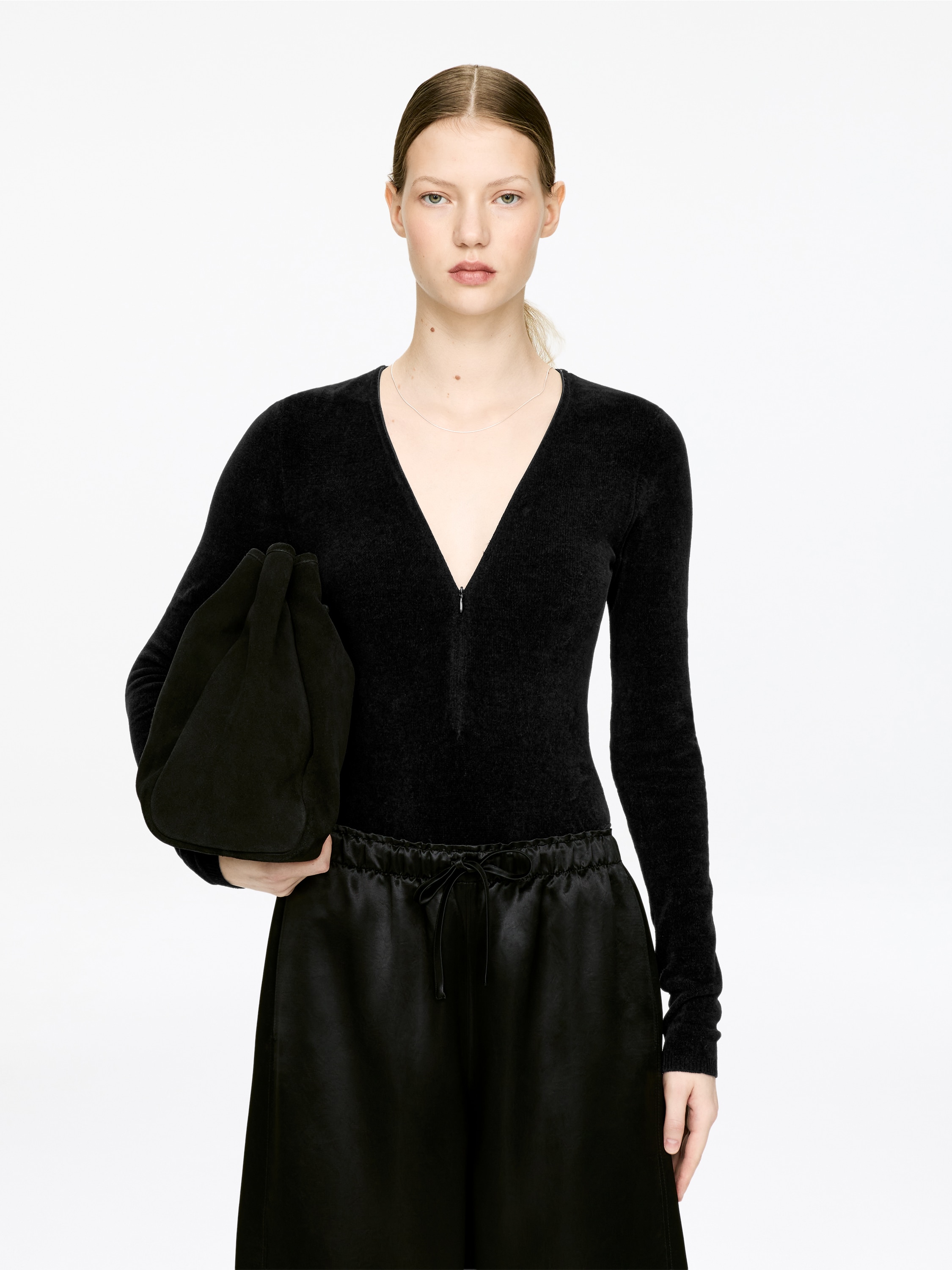 Velvet Bodysuit - Black