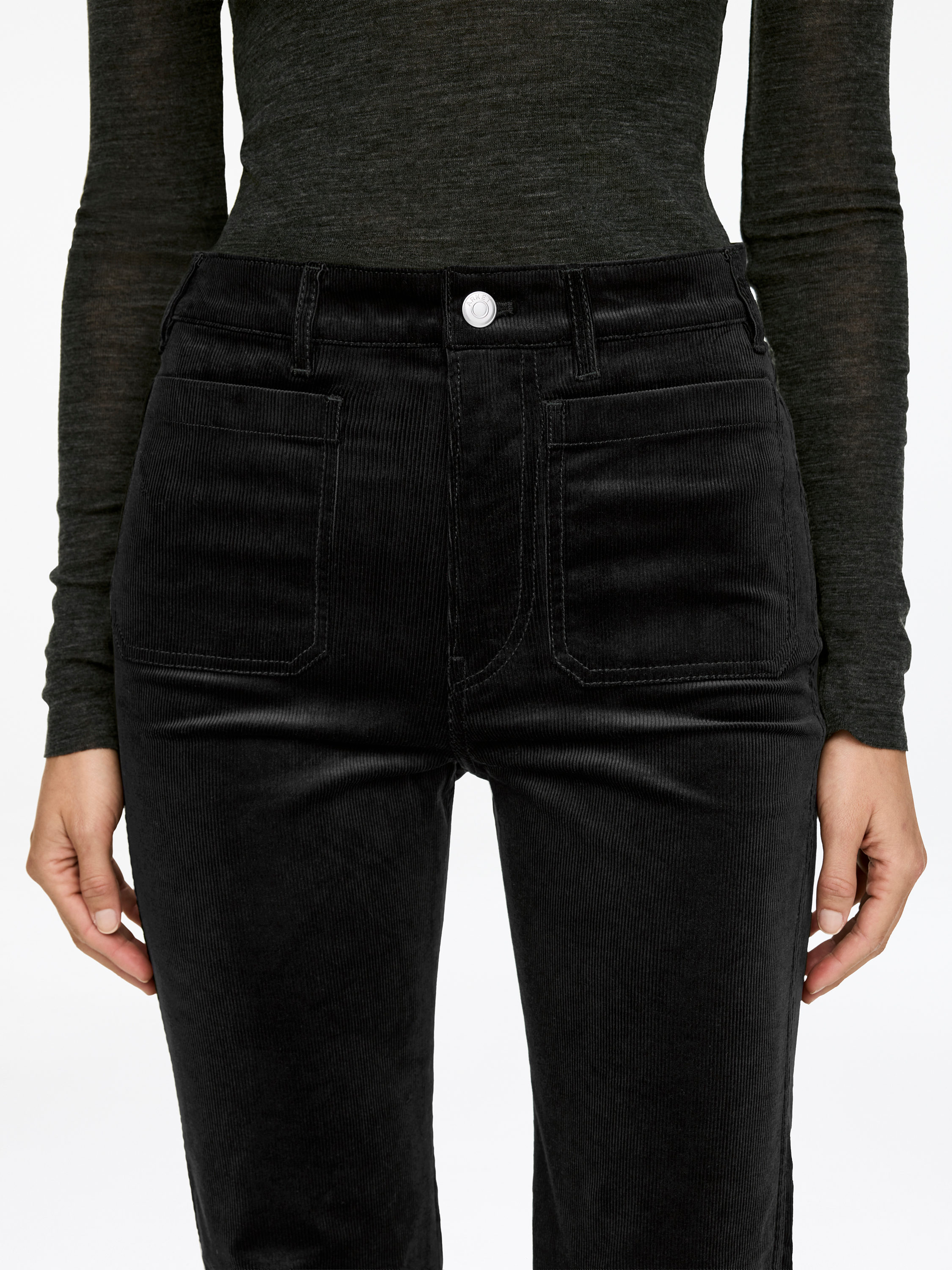 LUPINE Flared Corduroy Jeans - Black - Slim fit - Women - StillMedia/Lookbook - 6