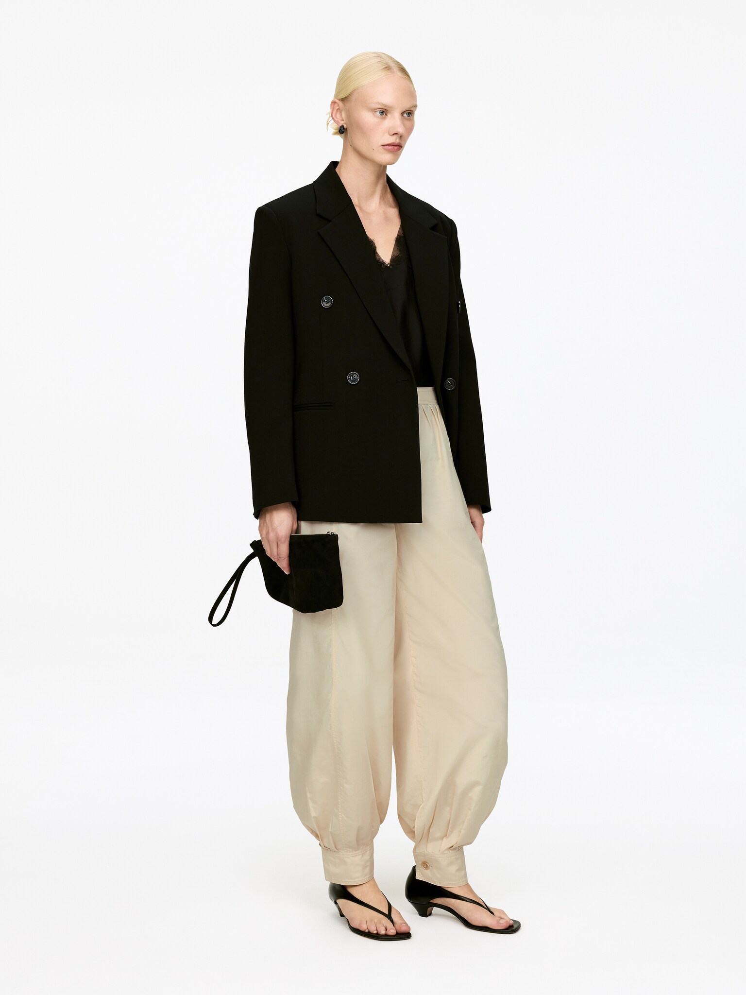 Pantalon à ourlet bouffant - Beige - 4