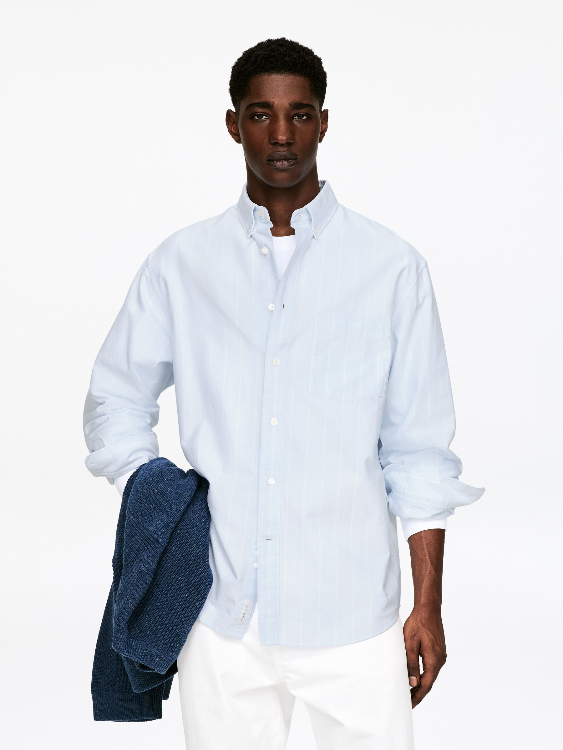 Oversized Oxford Shirt - Blue/White - Oversized - Men - StillMedia/Lookbook - 10