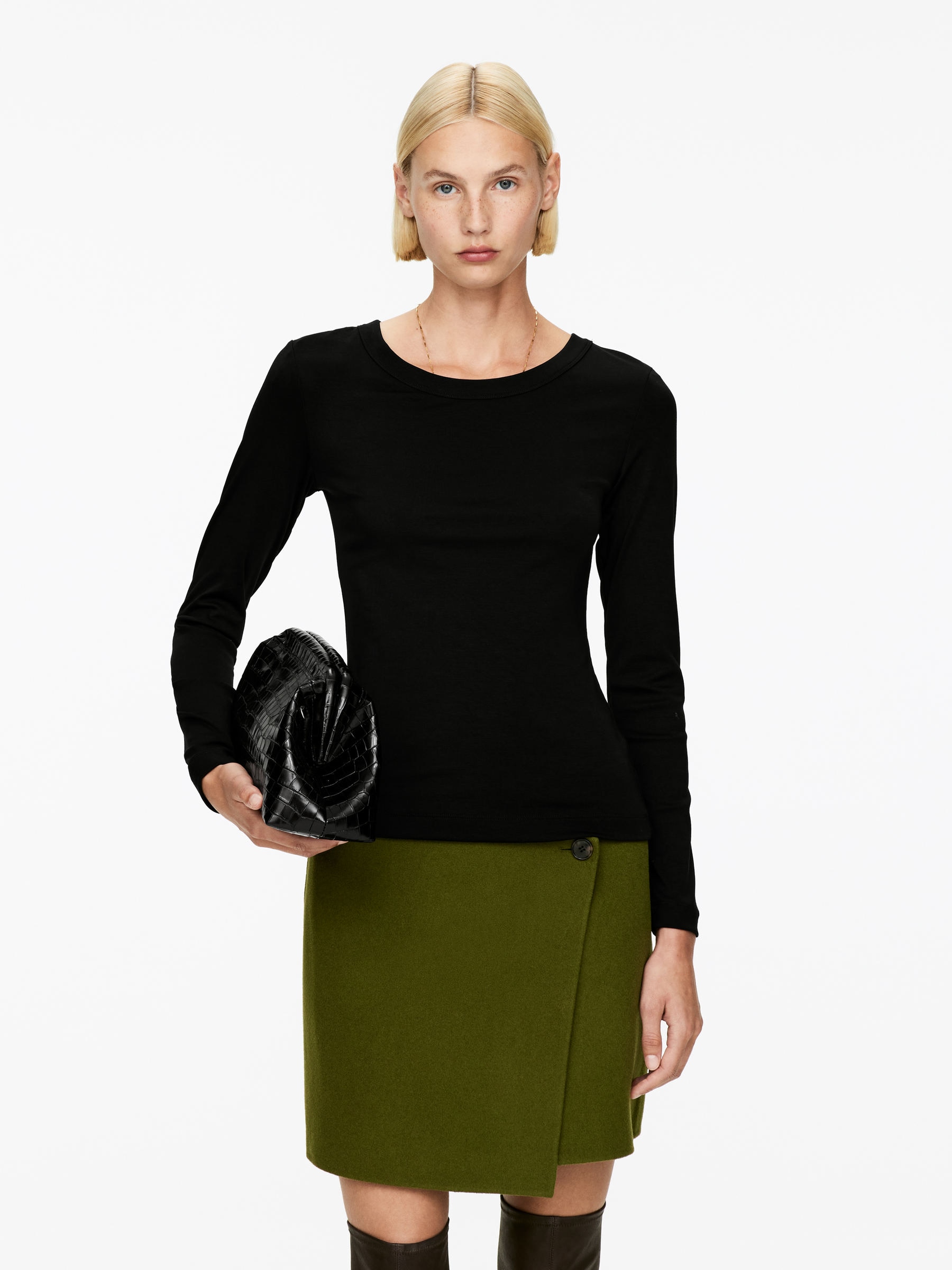 Rib Long-Sleeve Top-#272627-16706