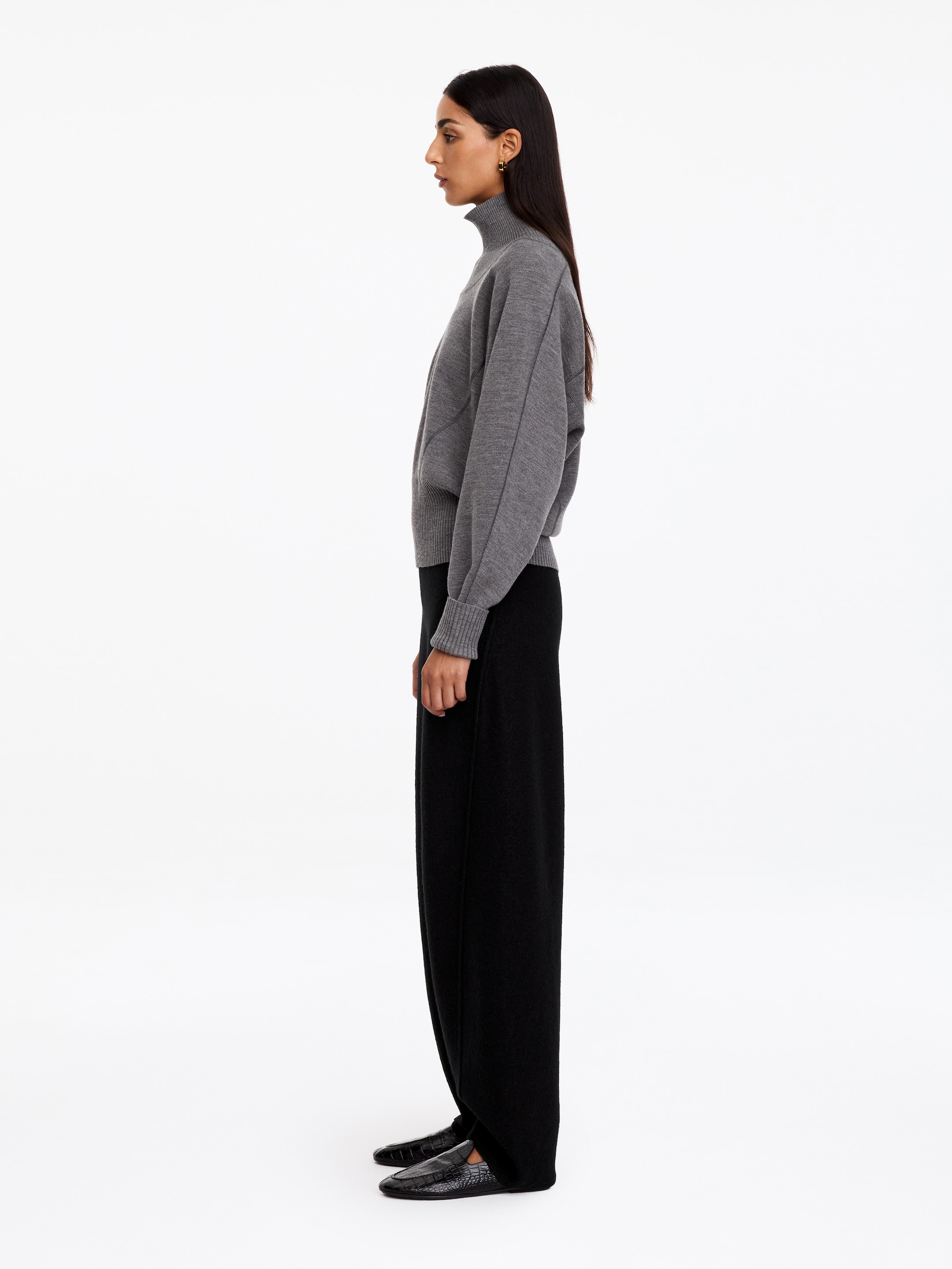 Pantalones en lana hervida - Negro - Corte holgado - women - StillMedia/Lookbook - 3