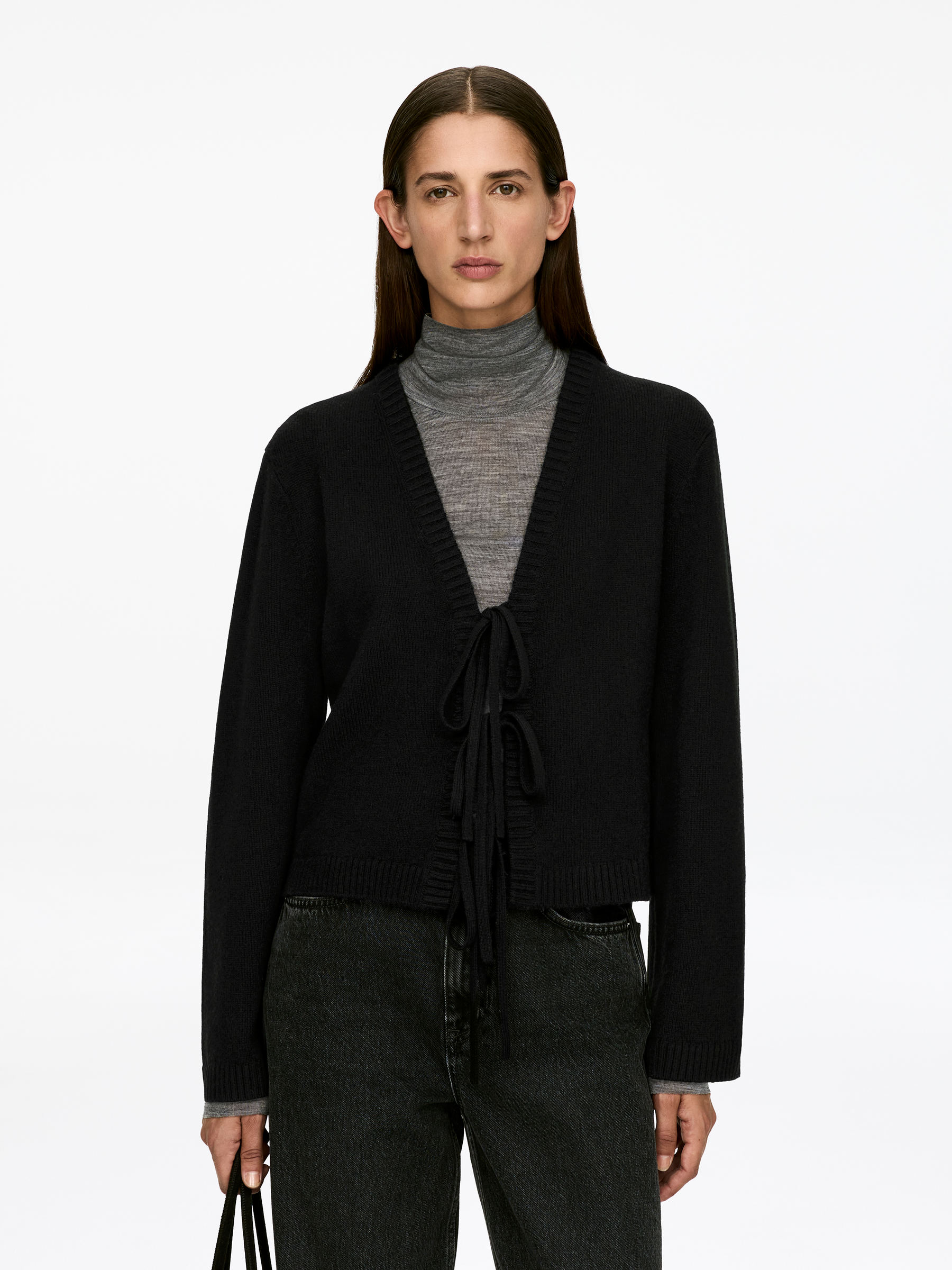 Wool Tie-Front Cardigan-#272627-16891